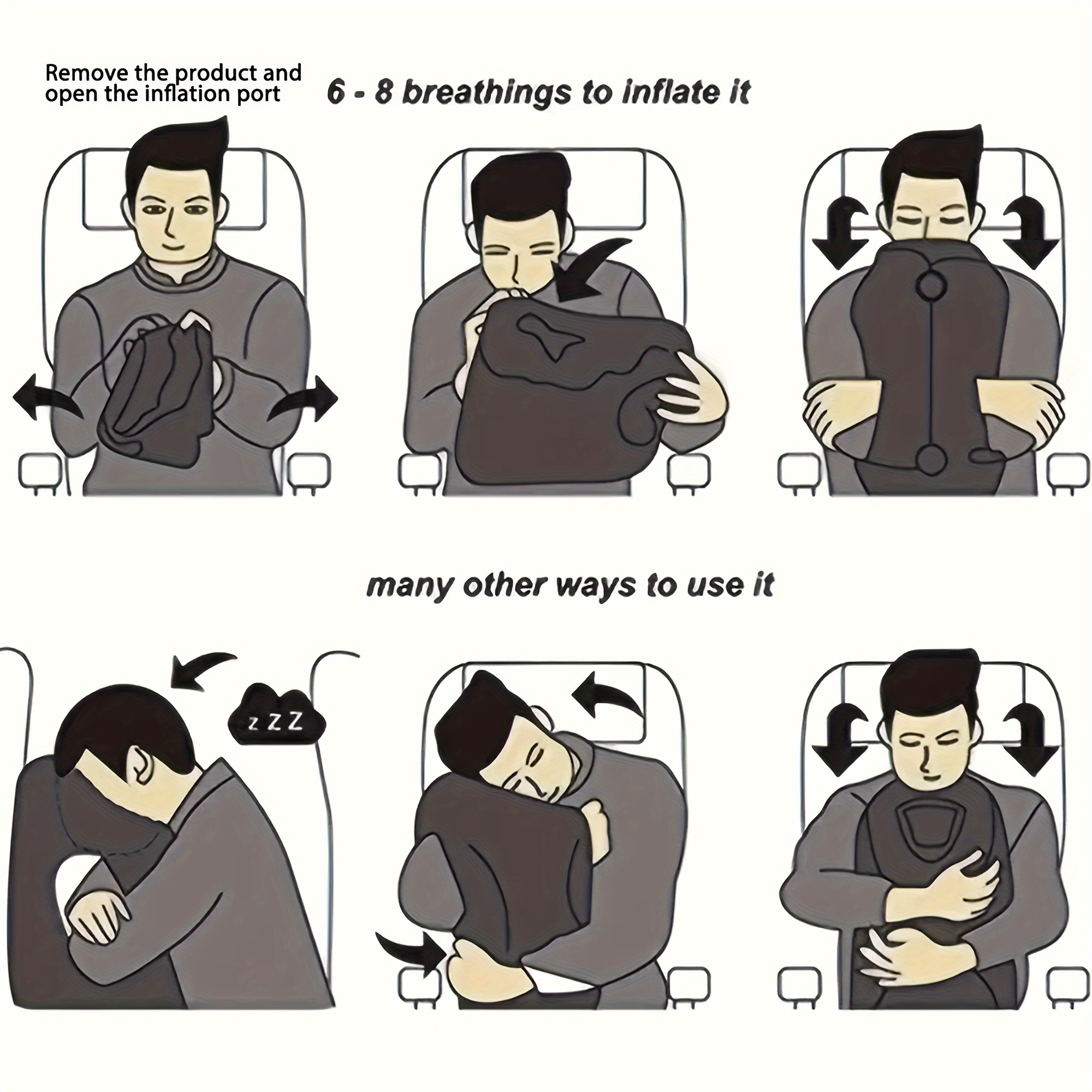 blue inflatable travel pillow for long flights high speed trains office and car rest ergonomic pvc flocked airplane sleeping cushion portable and lightweight ideal for camping and hiking Product details 0