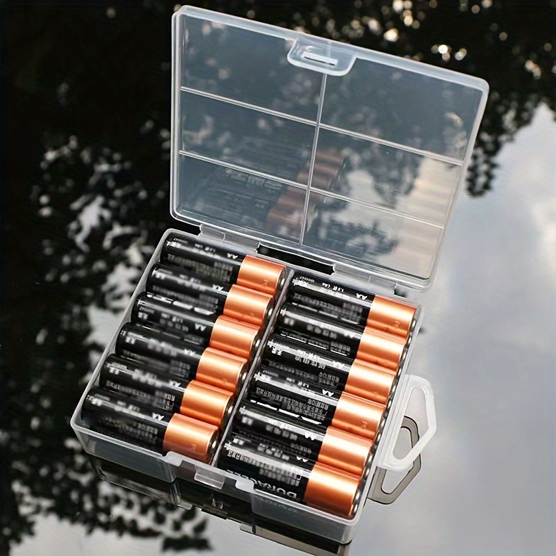 AA/AAA Battery Organizer Storage Box, Transparent PP Case, Holds 24 AA or AAA Batteries - Protective Battery Holder Pack