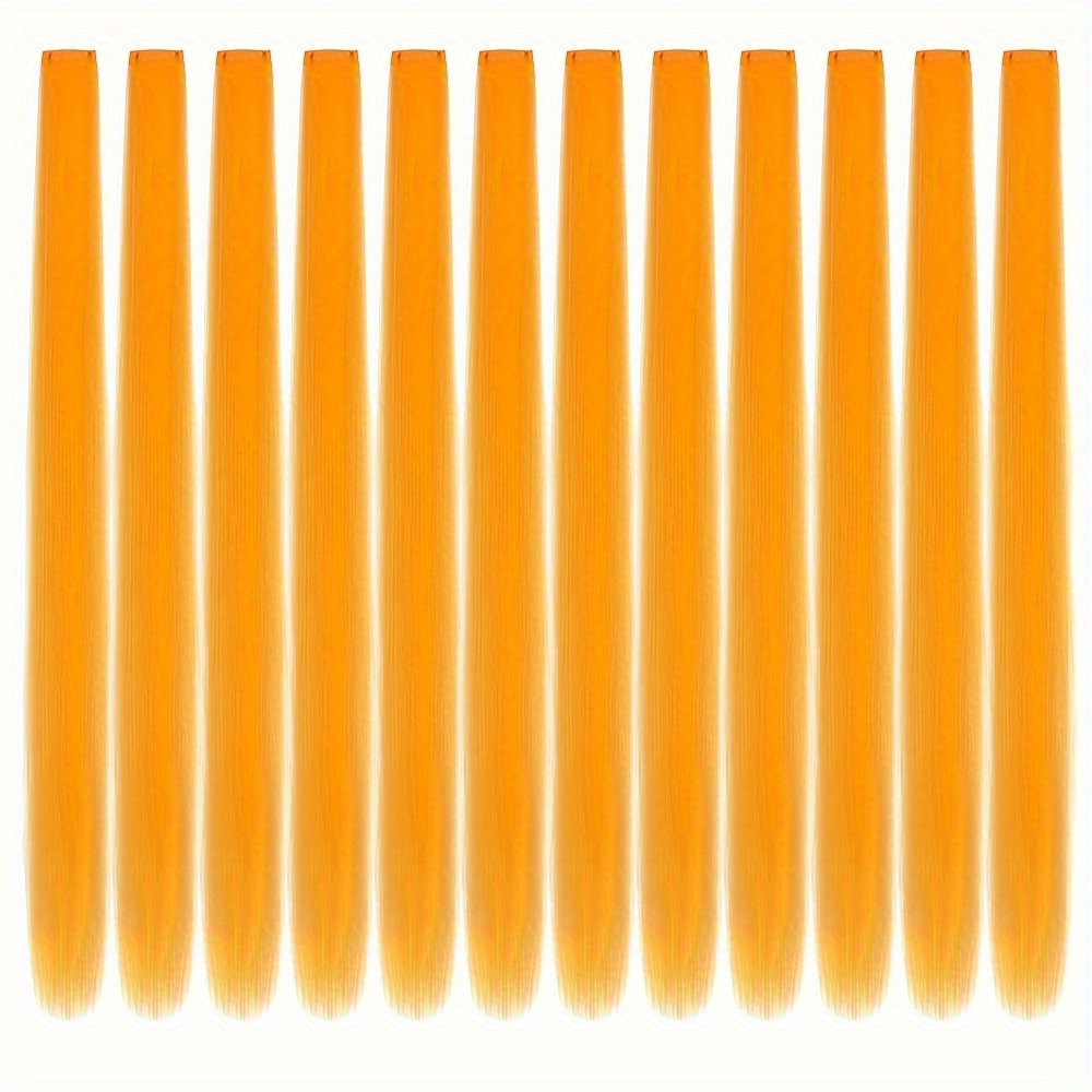 TEMU Lot de 12 mèches colorées à clipper pour cheveux de fête pour filles, 20 pouces, multicolores, cheveux synthétiques lisses, pour fête, fête