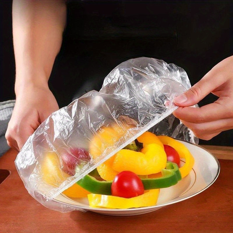 200pcs disposable tear   plastic wrap cover household food grade pe plastic wrap cover bowl cover   elastic bowl cover