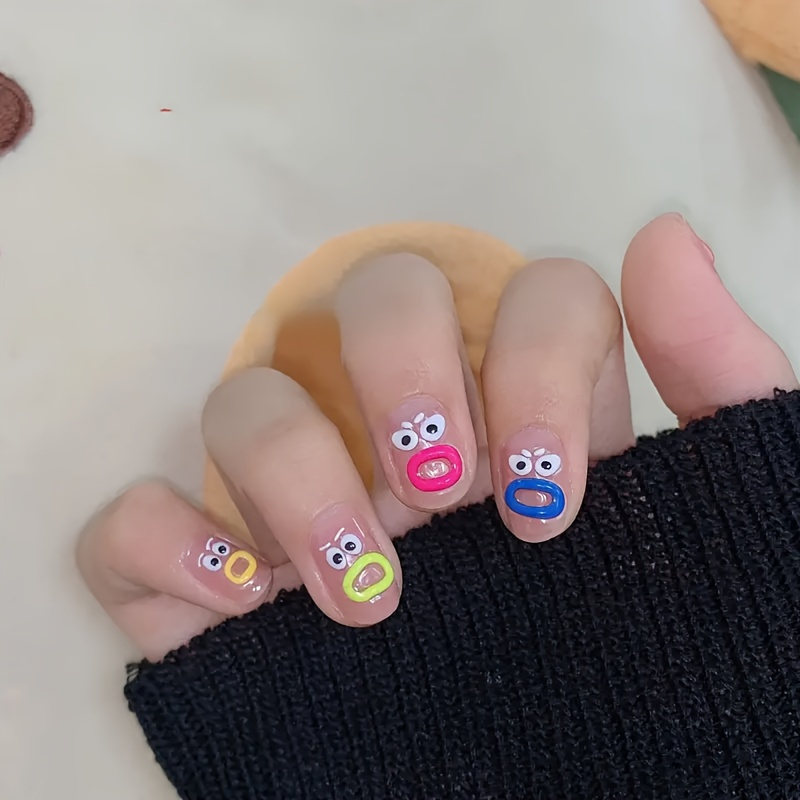 1pc funny expression design nail art sticker, self adhesive gel nail sticker for nail decoration, nail art supplies