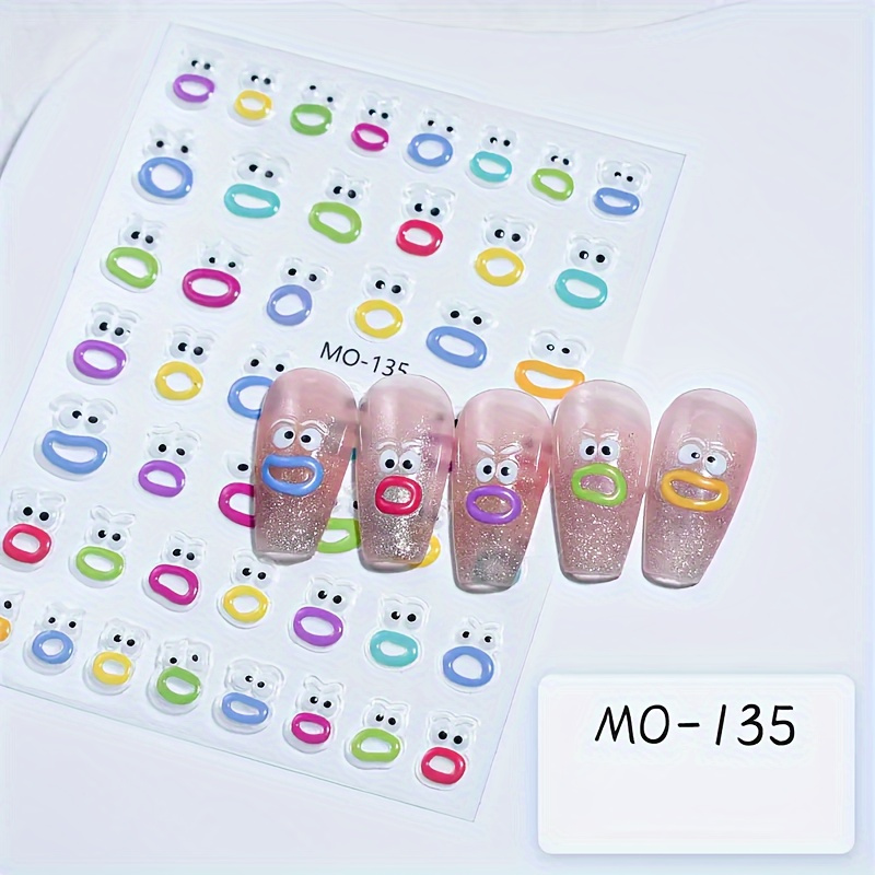 1pc funny expression design nail art sticker, self adhesive gel nail sticker for nail decoration, nail art supplies