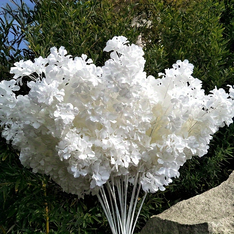 

Fabric Cherry Artificial Flowers For Wedding And Engagement, White Snow Sakura Branches For Arch And Ceiling Decor, Faux Floral Arrangements For Home, Studio, And Event Decoration