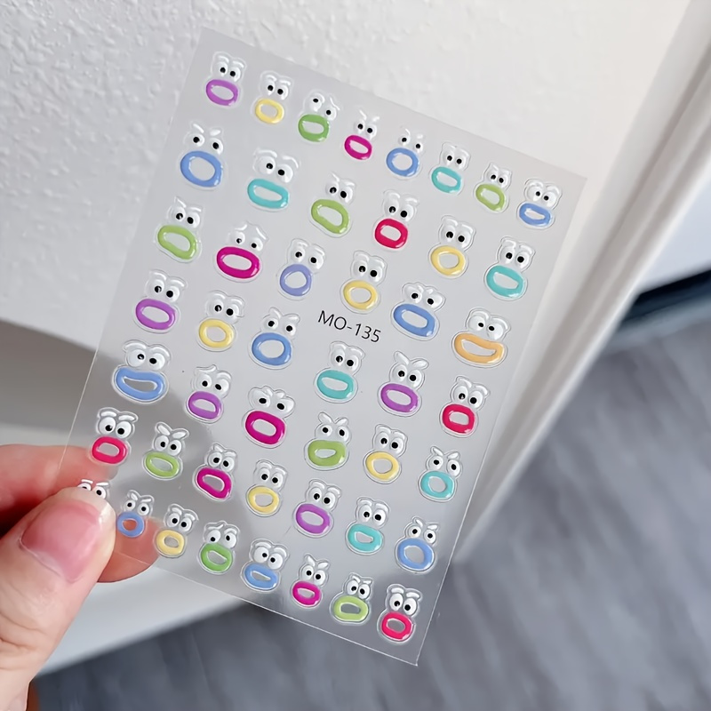 1pc funny expression design nail art sticker, self adhesive gel nail sticker for nail decoration, nail art supplies