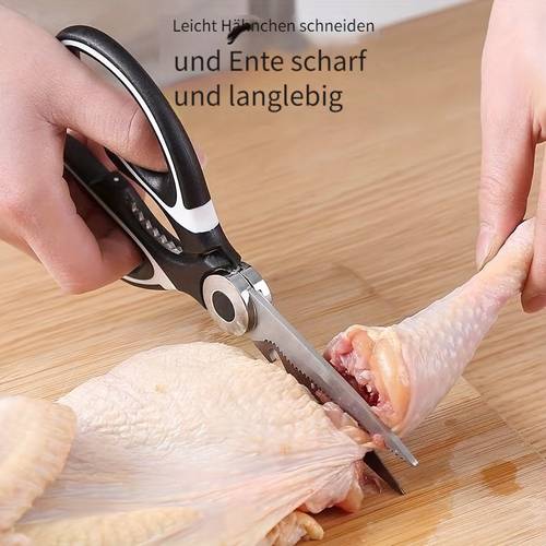 1 langlebige küchenschere aus edelstahl, multifunktionale lebensmittelschere zum schneiden von fisch, bbq knochen – mit klingen ergonomischem griff für einfaches schneiden von , ente oder fisch. zum kochen, backen für die essenszubereitung. hochwertiges elegantes