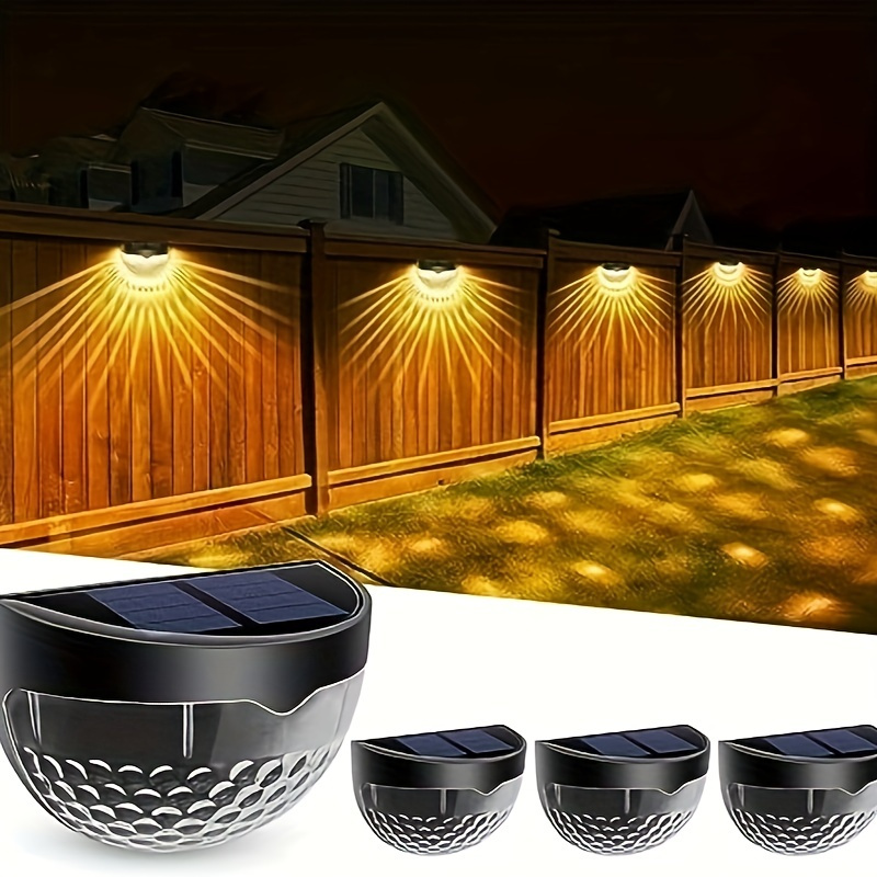 

4 Pack Solar Fence Lights - Warm White, Waterproof, Solar Powered Deck Lights For Fence, Patio, Porch,,,, - , , Energy Saving, Long