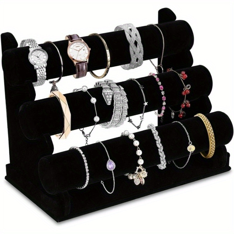 TEMU 1 Jewelry Display Stand For Necklaces, Bracelets, And Watches With 3- Shelf, Detachable Desktop Organizer For , Bedroom, And