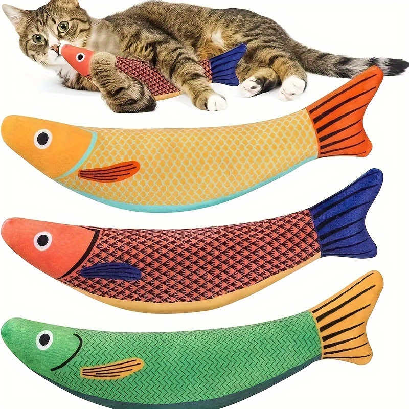 

Interactive Cat Toy, 1/2 Fish-shaped, Squeaky, Soft And Durable, Indoor Play Toy For Cats, Whisker Workout And Teething