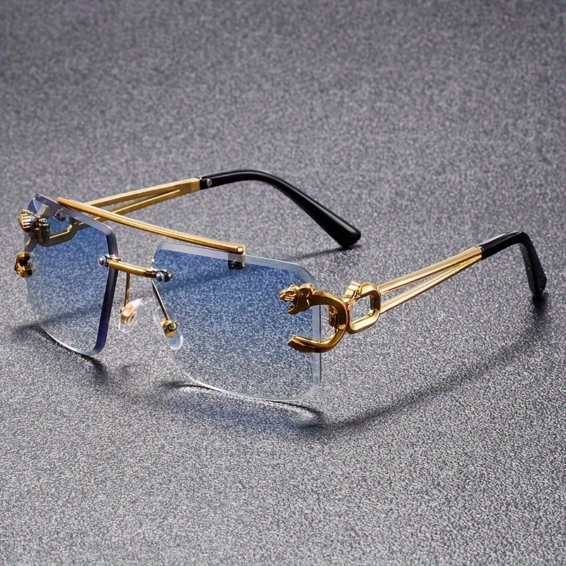 TEMU Sleek Rimless, Viola Mag Men' Fashion - 1 Or , Design, Rimless Square Frame With Zinc Alloy Metal, Outdoor Activities & Driving