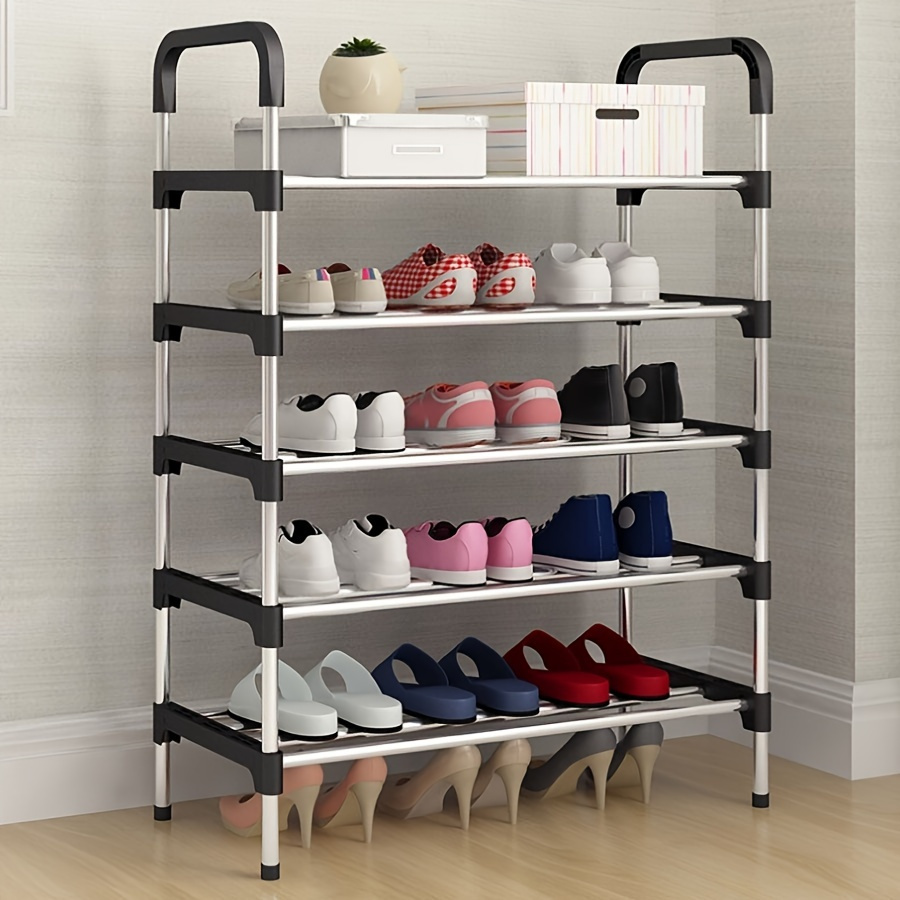 versatile adjustable shoe rack space saving metal plastic organizer for entryway living room bedroom details 6