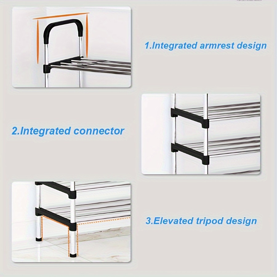 versatile adjustable shoe rack space saving metal plastic organizer for entryway living room bedroom details 3