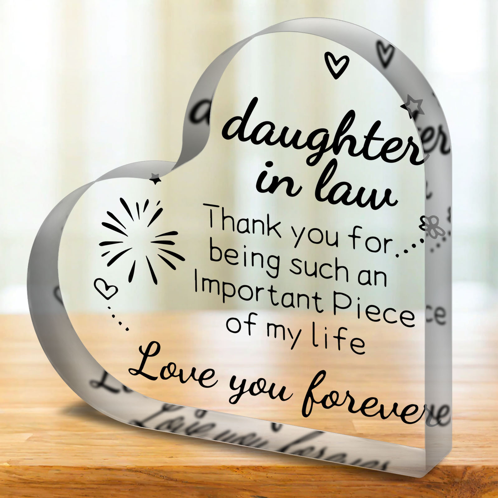 

1pc, Daughter In Law Gifts Acrylic Plaque With Sayings, Wedding Birthday Thanksgiving Christmas Day Gifts For Daughter In Law - Desk Decorations Card Gifts For Daughter In Law