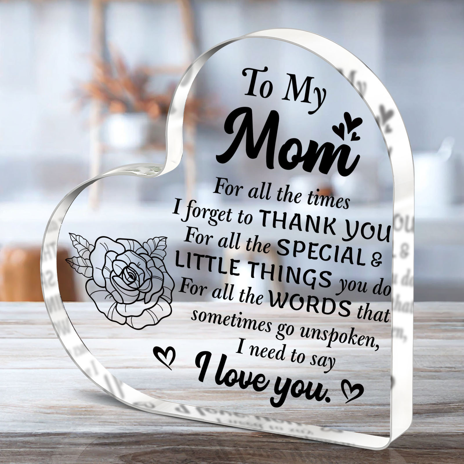TEMU 2d Flat, 1pc Engraved "thank You For Special & " Mom Plaque - Acrylic Keepsake Gift With Text, Irregular Shape Tabletop Decor For ,, Christmas