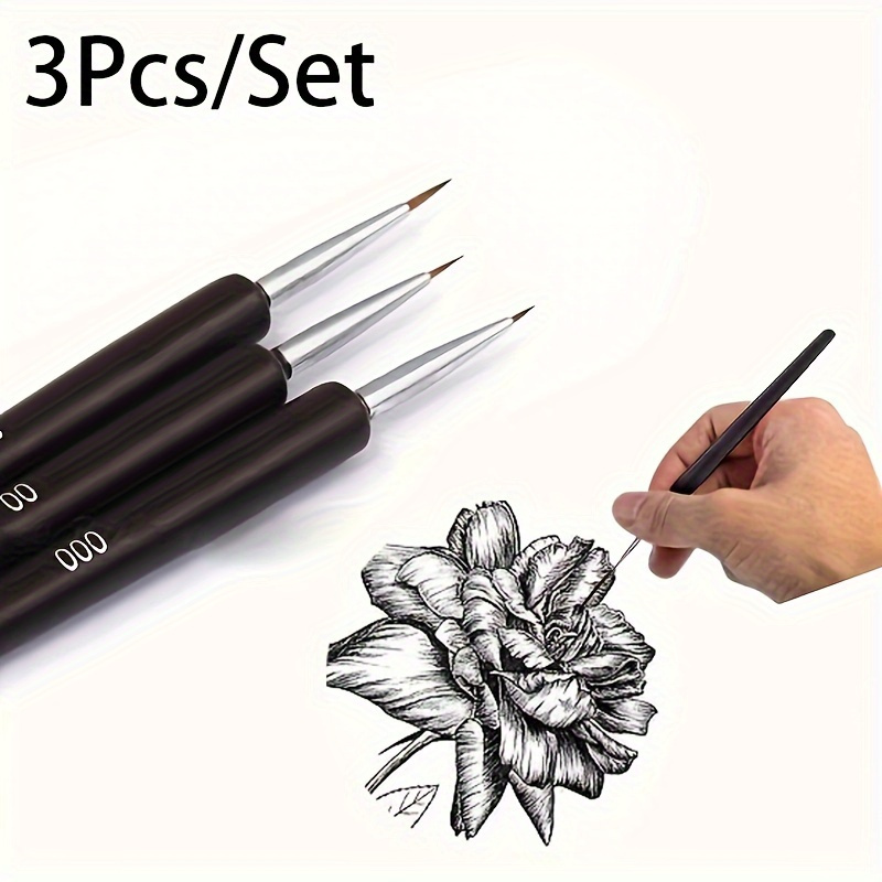 

3pcs Professional Fine Detail Paint Brush Set With Synthetic And Ergonomic Handles - Ideal For Artists