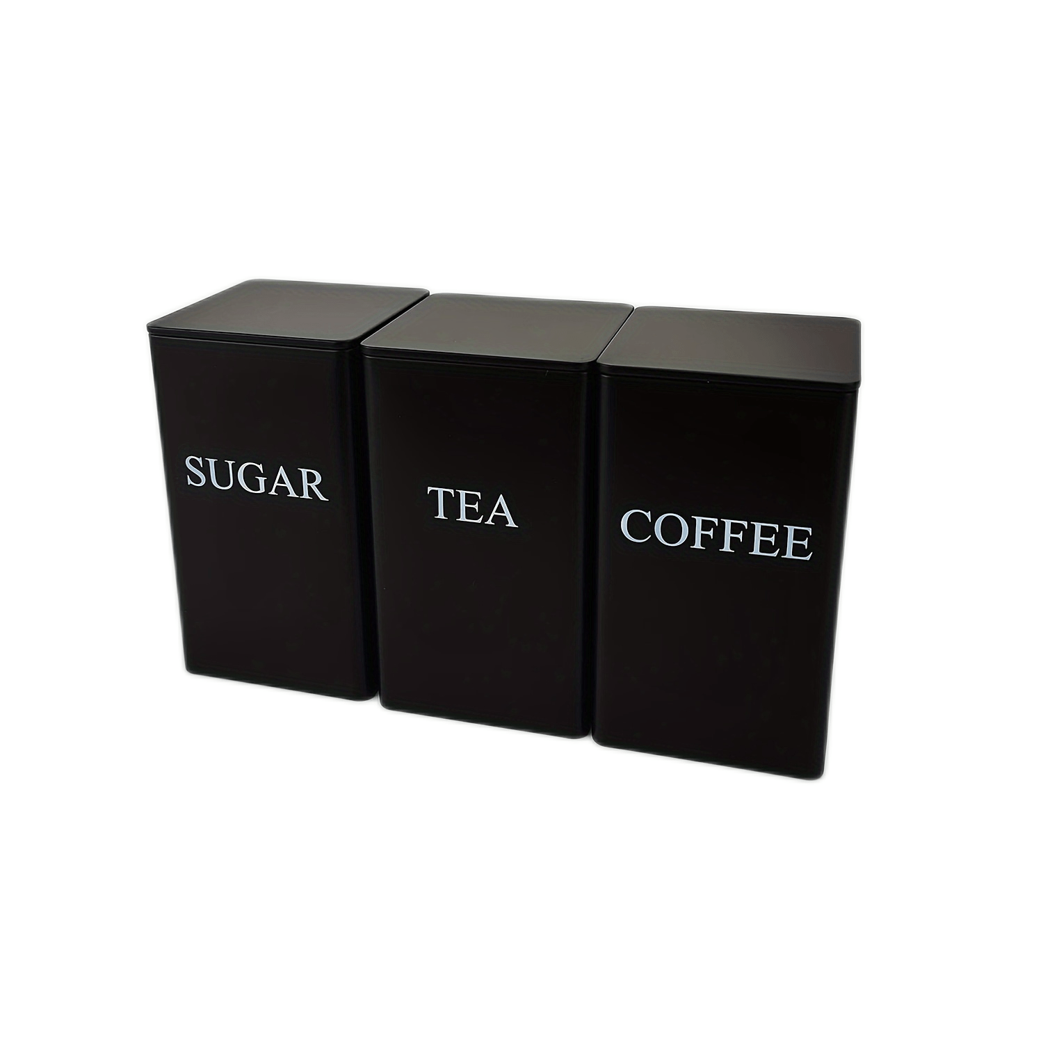 3pcs Black Square Empty Tin Can, Tea Sugar Coffee Per Piece