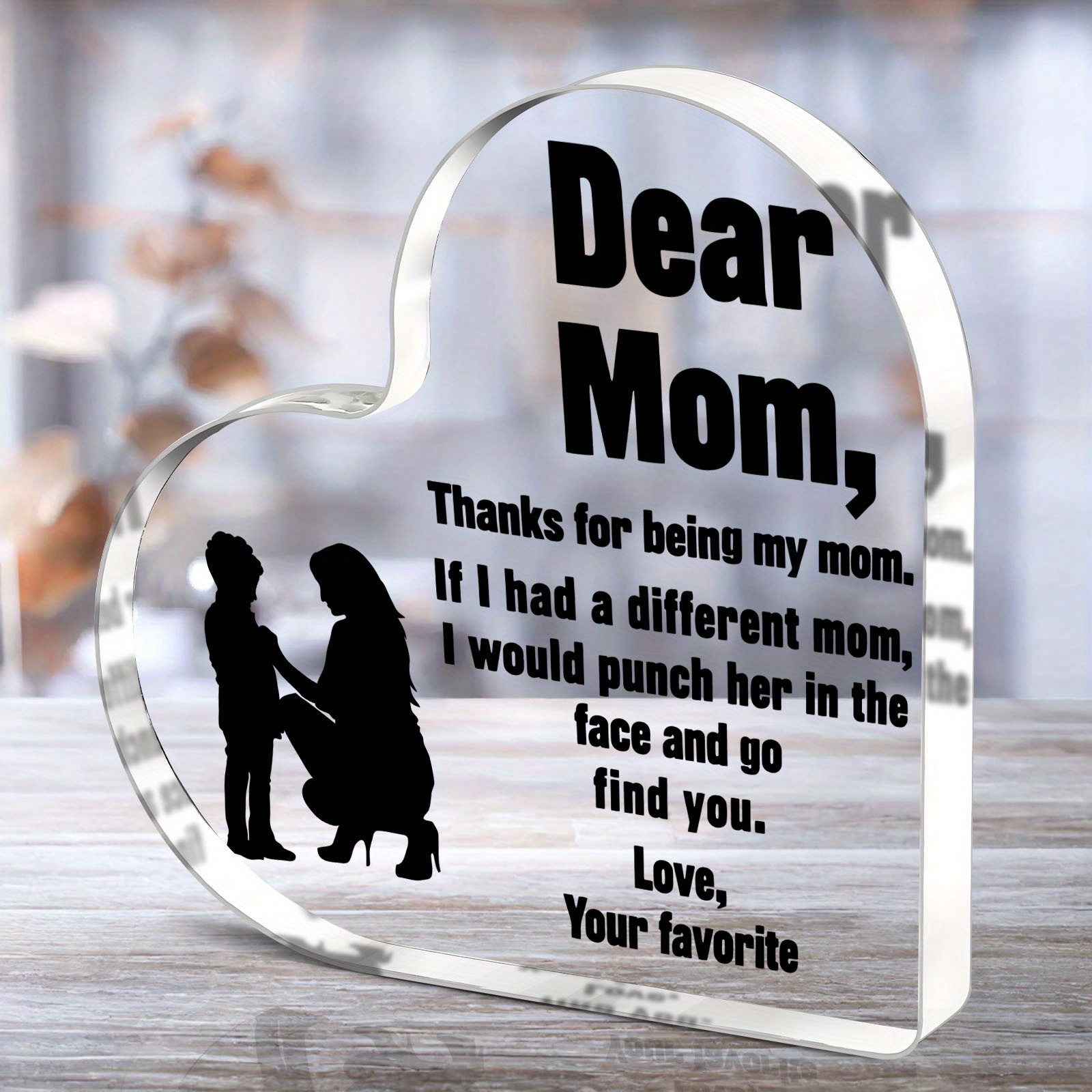 

1pc Mom Birthday Acrylic Gifts For Mom Day Gifts Hug Heart Crystal Paperweight For Mom From Daughter Son For Christmas Day Birthday Thanksgiving Presents