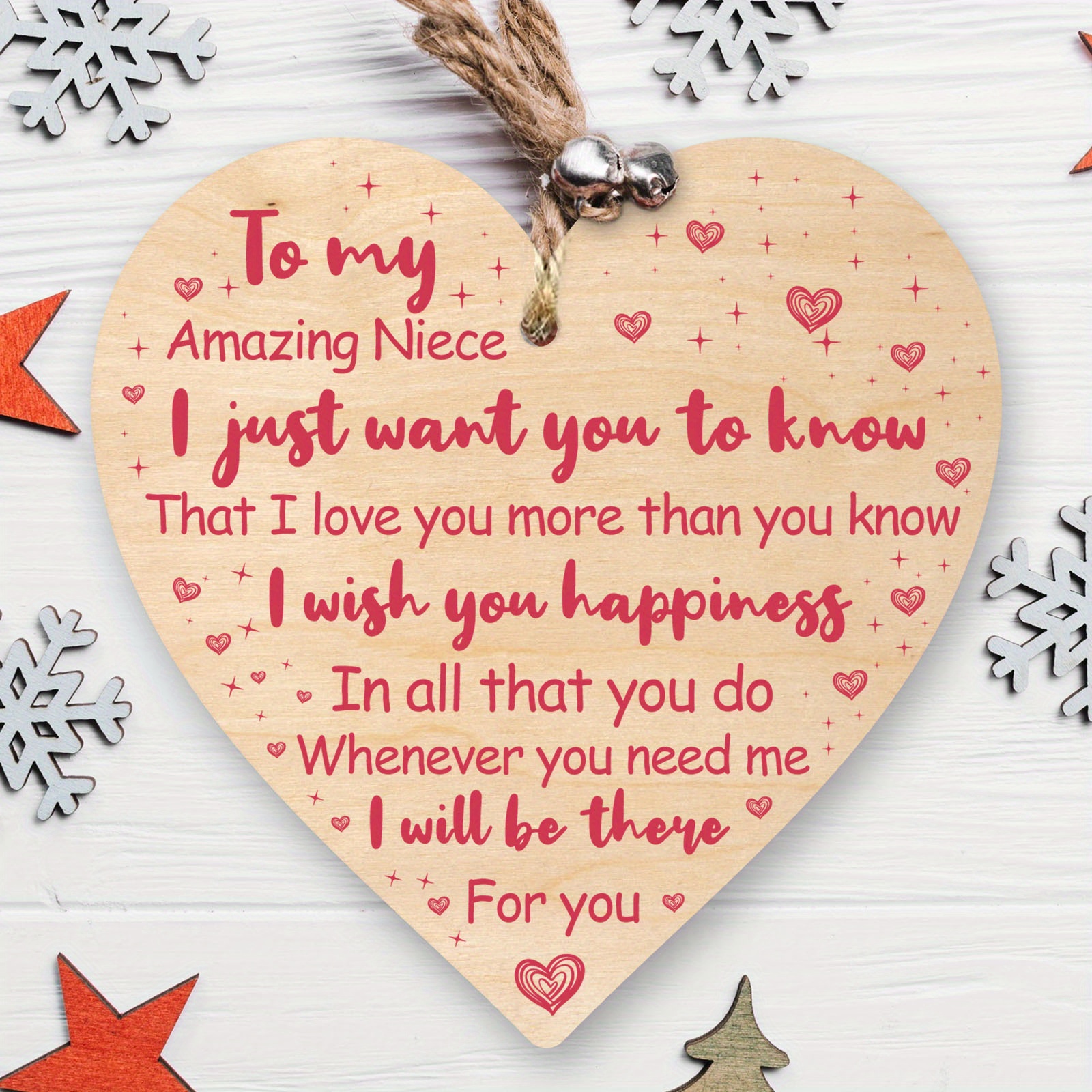 

1pc -shaped Wooden Hanging Ornament With Family Affirmation Message - Versatile Indoor Keepsake Decoration For Niece - Portable, No Electricity Or Batteries Required, Manufactured Wood