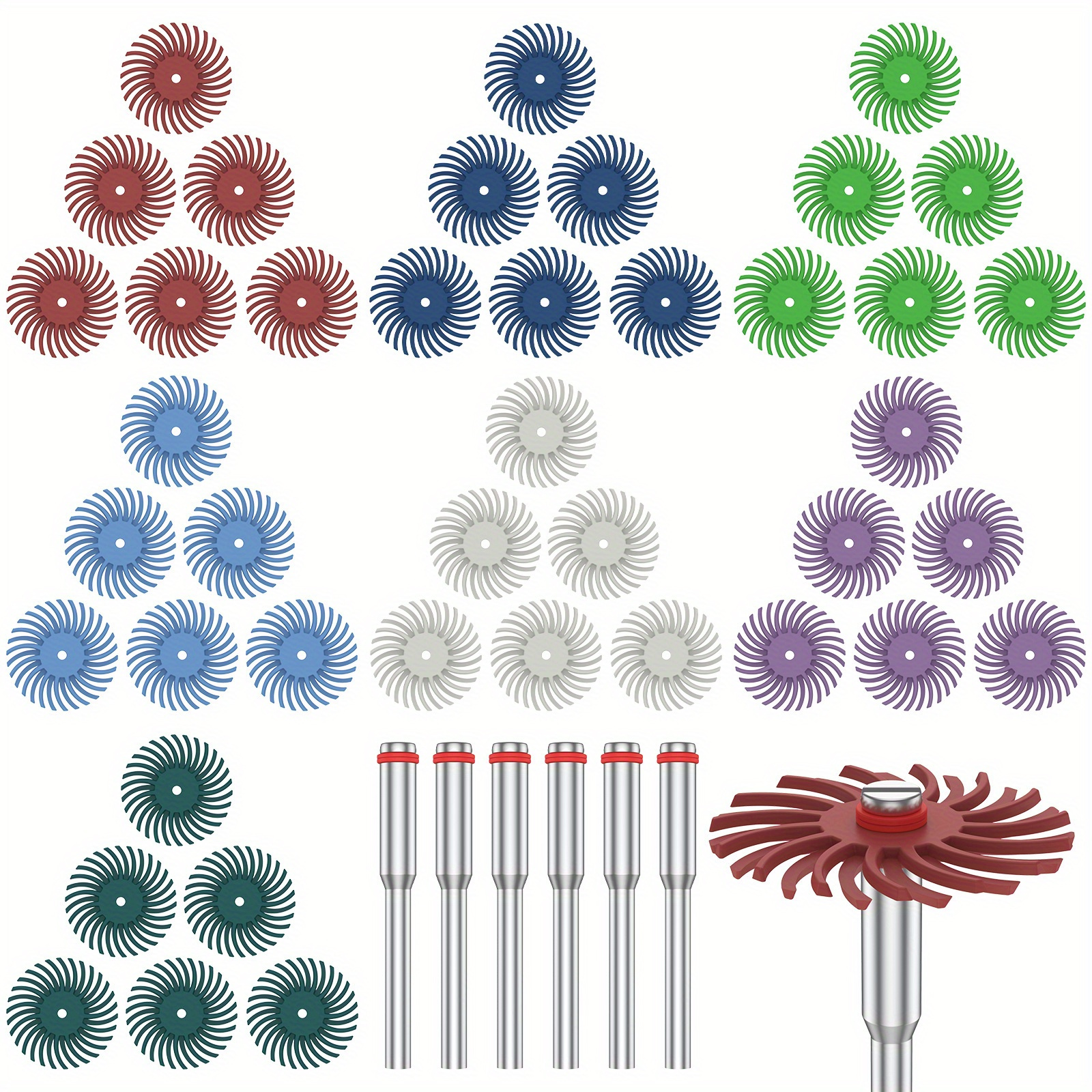 

48pcs Professional Jewelry Polishing Kit - Cyclone , Disc Series With 6pcs Of 3mm Shank, 1-inch Detail, High-quality Brush For Angle Grinder, Multiple For Jewelry Cleaning And Polishing