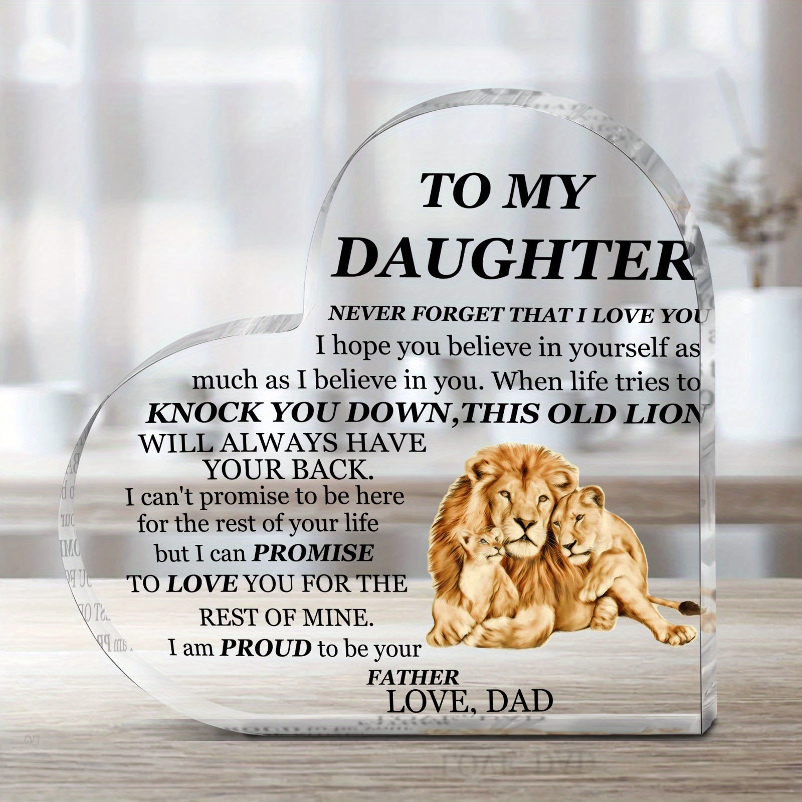 

1pc Birthday Gifts For Daughter, Daughter Gifts From Dad, To My Daughter Acrylic Plaque Gifts, Birthday Gift For Daughter, Christmas And New Year Gift, Acrylic Heart-shaped Souvenir