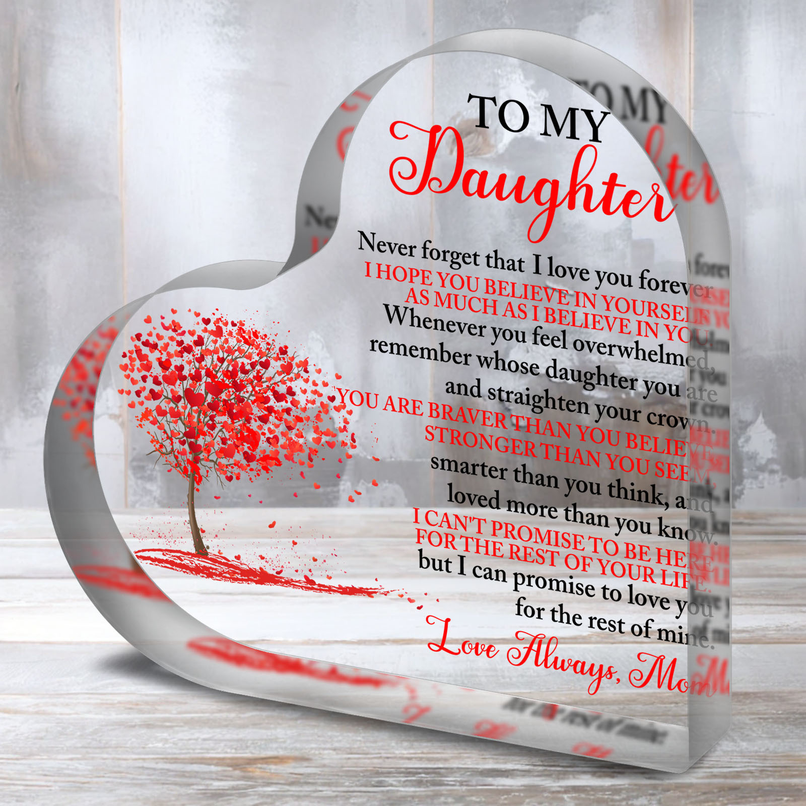 

1pc, Acrylic Desk Plaque Gifts For Daughter - Daughter Gifts From Mom For Birthday, Graduation, Wedding - Thanksgiving Christmas Day Gifts For Daughter - Wedding Birthday Thanksgiving Christmas Day