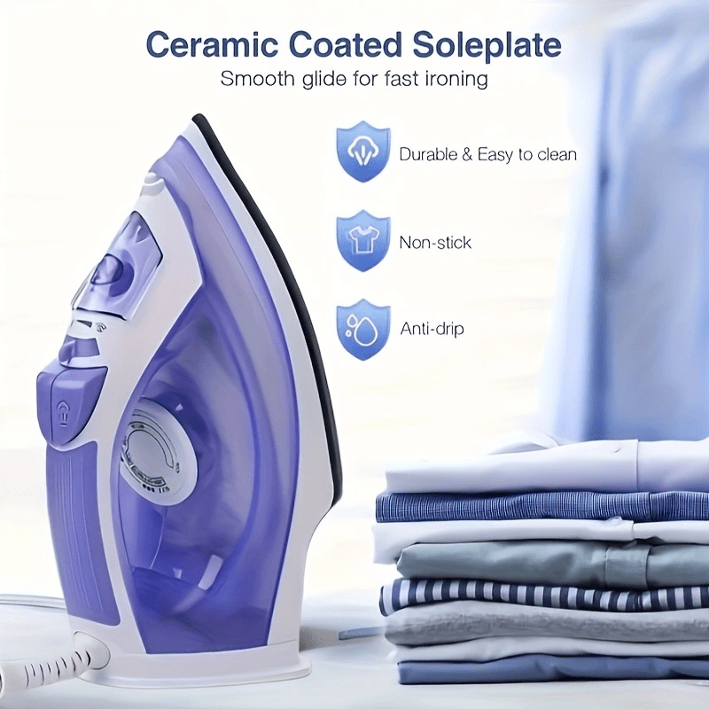 

1pc, Iron For Clothes With Soleplate -1200w Clothes Iron With Adjustable Thermostat Control, Safety Protection & 2. 2m Power Cord, Accessories