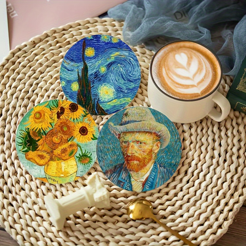 

Vincent Van Gogh Art Coasters - 4pcs Set, Drink Coasters, Heat-resistant Wooden Table Mats, Non-slip, Resistant, Home Decoration And Gifts