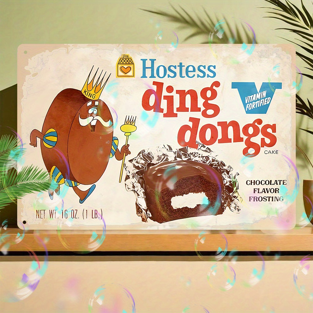 

Vintage Metal Aluminum Sign: "hostess Ding " Cake Advertisement, Waterproof & Dustproof, Funny Home Room Wall Decor, Aesthetic Room Decor, Bedroom Decor, Holiday Ornaments, Christmas, Gift