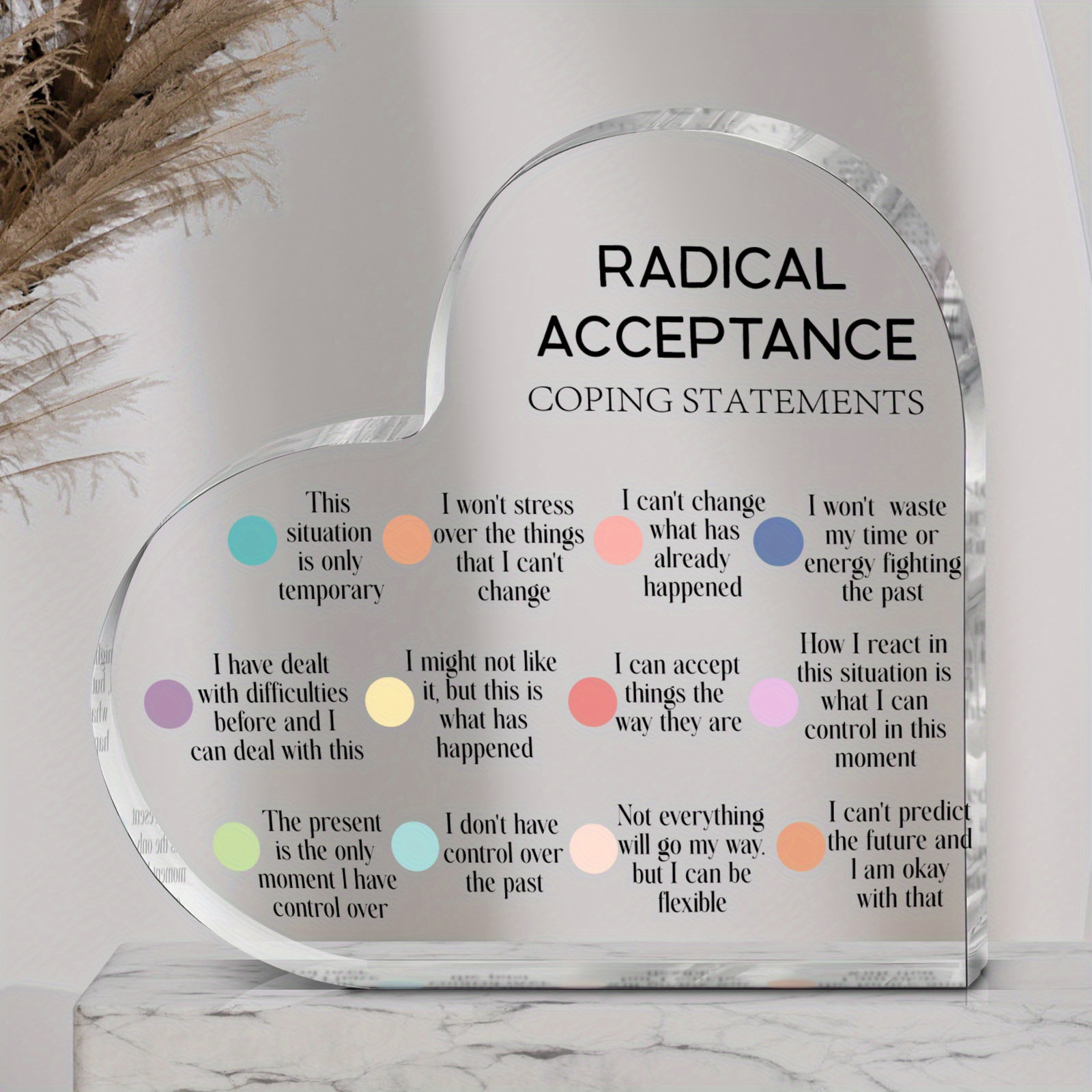 

1pc Acrylic Heart-shaped Radical Coping Sign, Universal Holiday Decor, Motivational Tabletop Ornament, No Electricity Needed, Featherless, For Christmas, Halloween, Thanksgiving, New Year