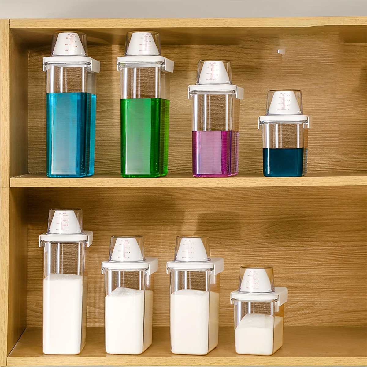Klasikinis Sandarus Skalbimo Pastos Dozatorius su Permatoma Miltelių Saugykla - Patvarus Plastikas, Įvairūs Dydis 1.1L/1.8L/2.3L, Namų Ūkio Organizavimo Dėžutė