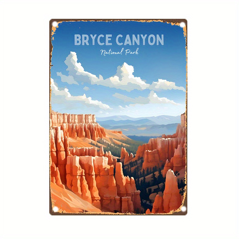 

Vintage Iron Tin Sign: Bryce Canyon National Park, 8 X 12 Inches, Pre-drilled, Waterproof, Weather Resistant - Home Garden Bar Farm Office Wall Decoration