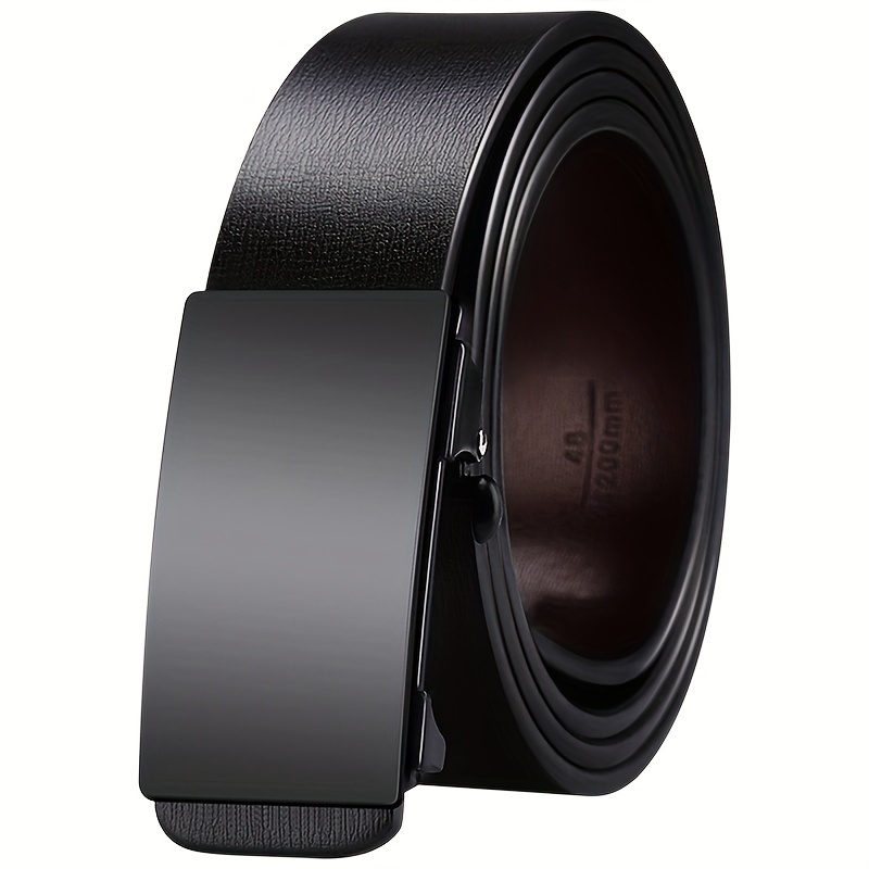 

Ceinture en cuir véritable - Style business, noir, fermoir automatique, coupe standard, pas extra large, boucle en alliage