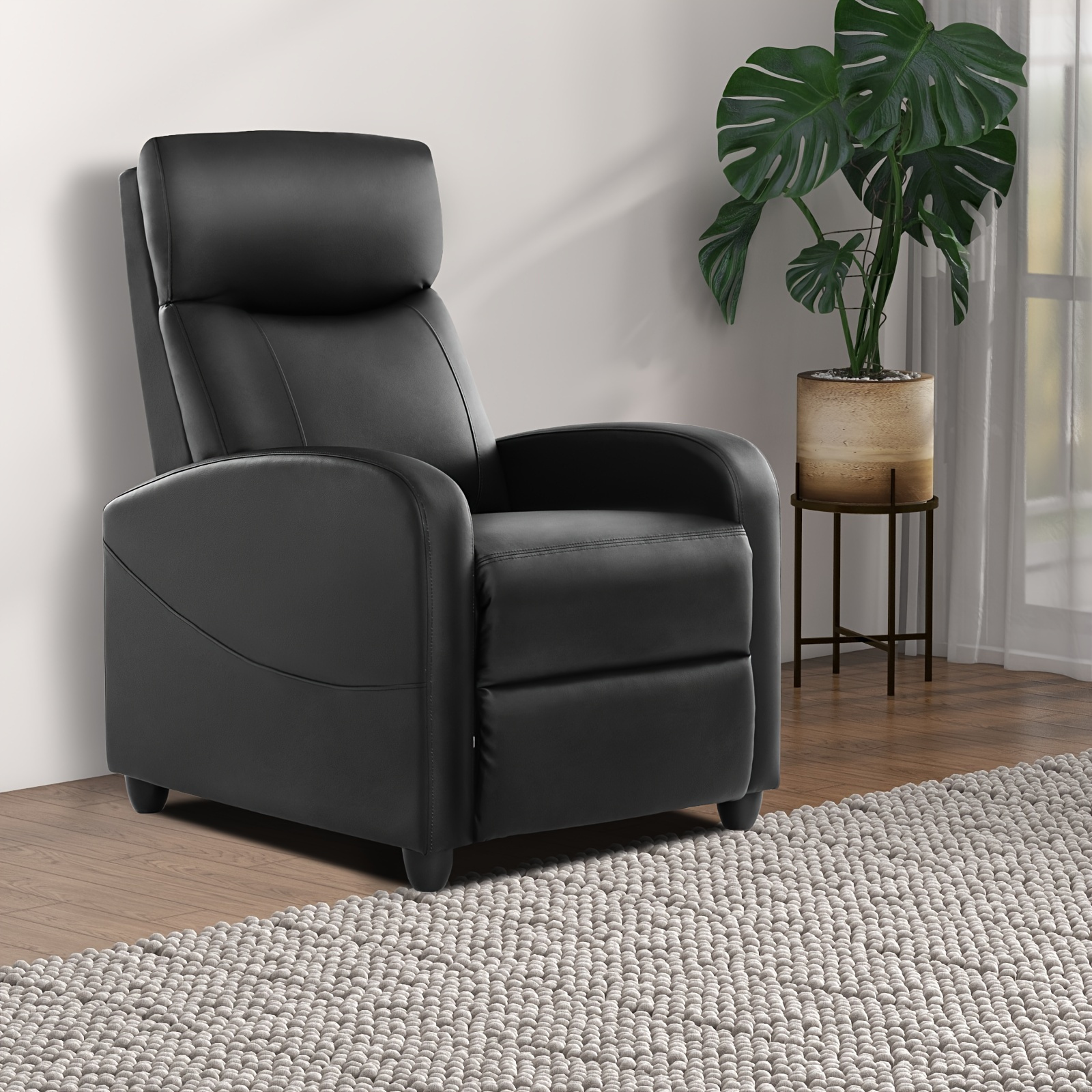 

Single Pu Leather Massage Chair, Single Sofa Recliner For Adults, Ideal For Living Room And Bedroom, Equipped With Lumbar Support, Adjustable Backrest And Footrest