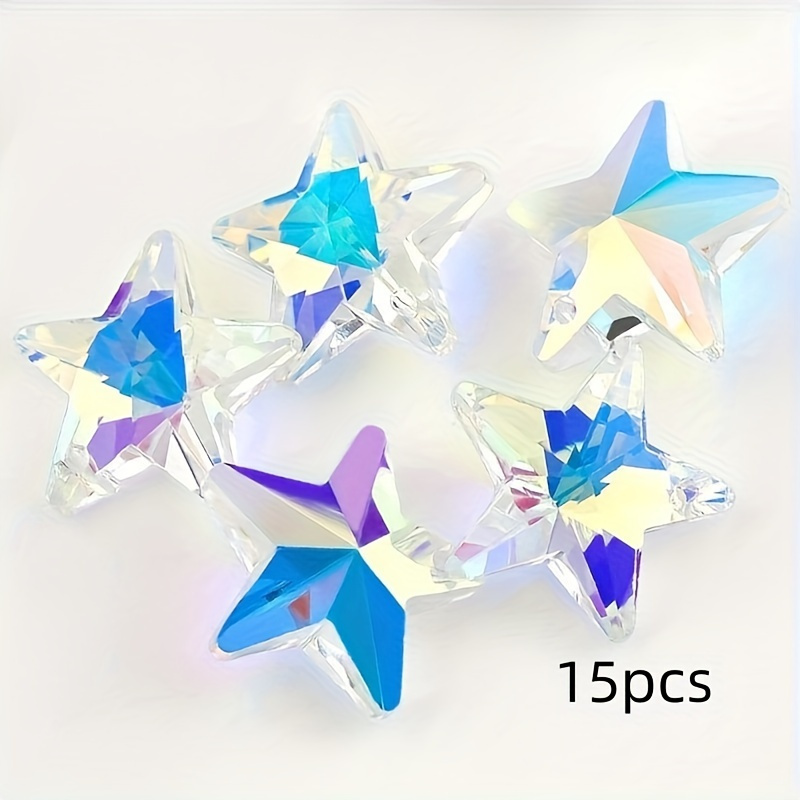 Image of 15pcs Crystal Beads Set, 18mm Ab Glass Pentagram Charms For Jewelry And Earrings Crafting