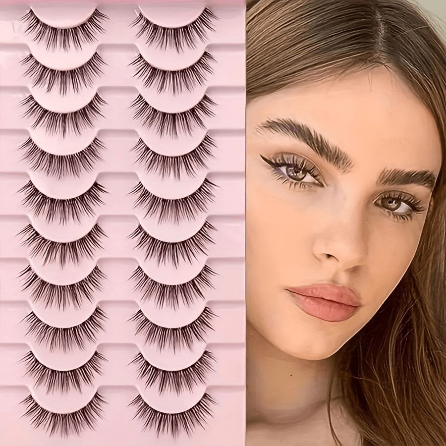 

10 Pairs Of Cartoon Natural Fairy False Eyelashes - 3d False Eyelashes And Transparent Strips, Lightweight, Reusable, Decoration