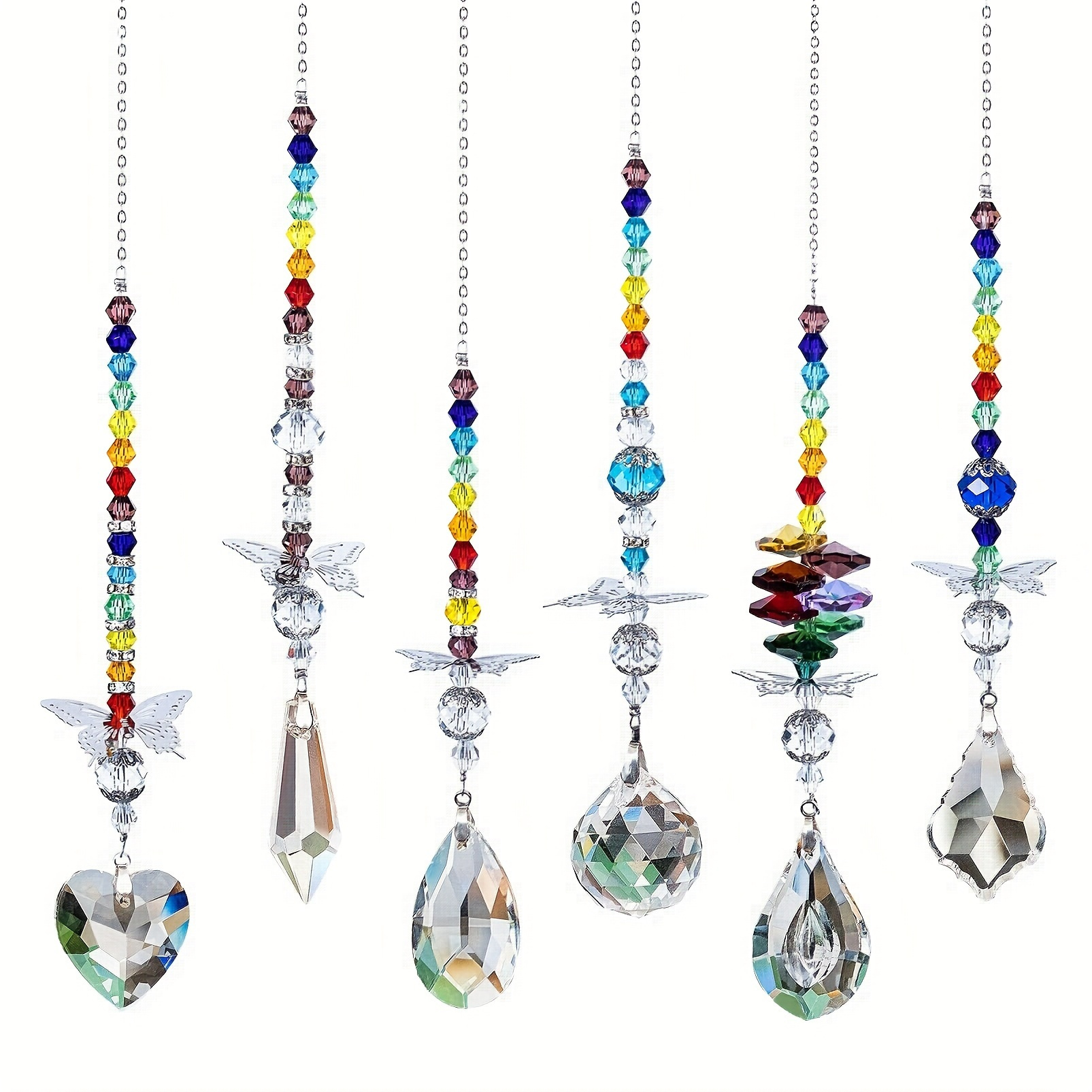 

6pcs Crystal Ball Prism Light With Ornaments - Window , Suitable For Home, Office And Garden