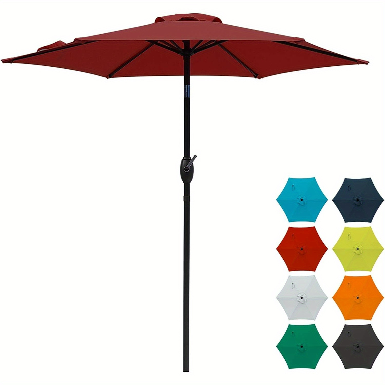 

Outdoor 7.5 Ft Patio Umbrella Outdoor Market Table Umbrella Luxury Aluminum Pole Umbrella With Push Button Tilt And Crank, 6 Ribs, Polyester Canopy