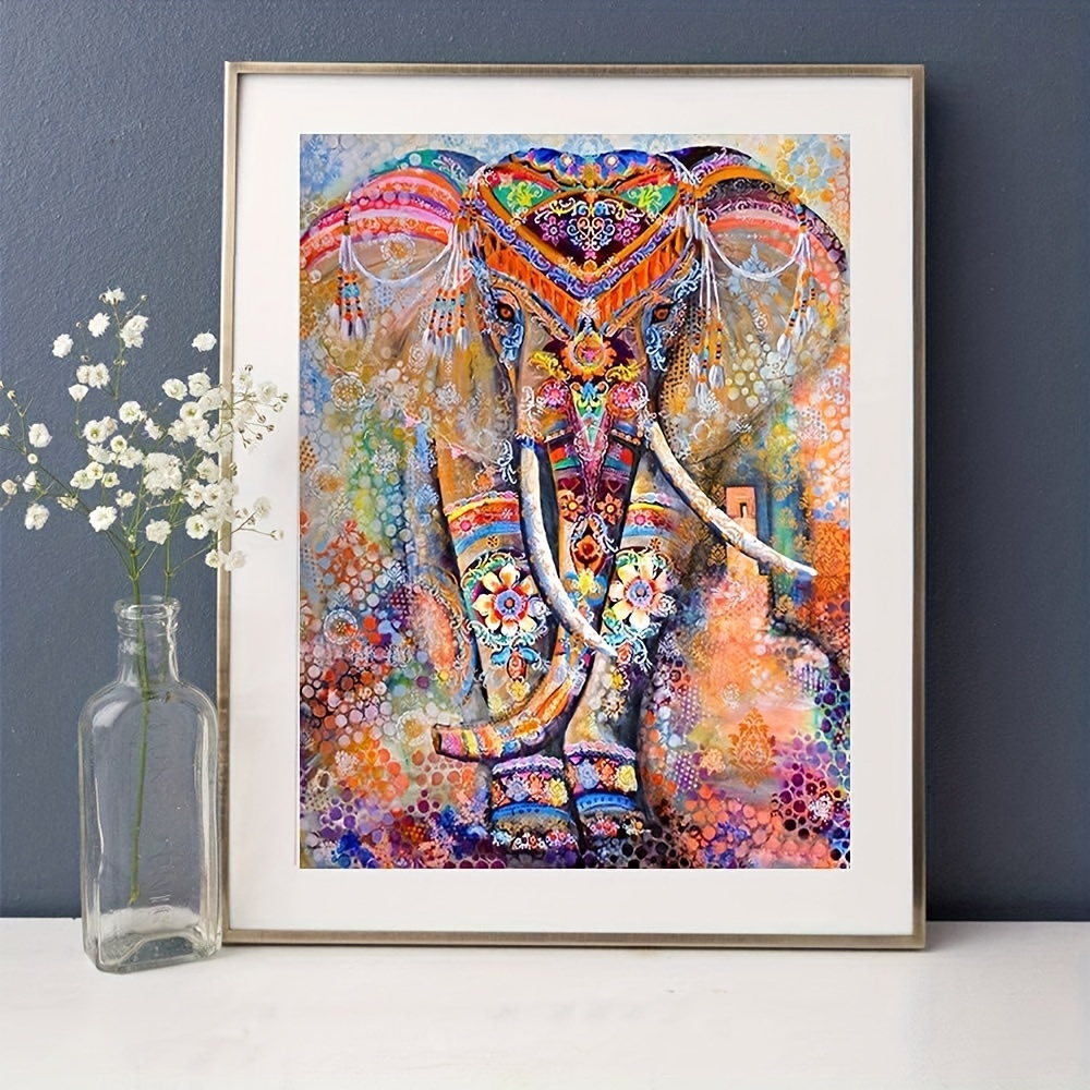 

Diamond Art Painting Kits For Beginners, Full Round Drill 5d Digital Painting Kit, Art Paint For Adults, Diy Elephant Paint By Numbers For Home Wall Decor 12x16inch, No.11