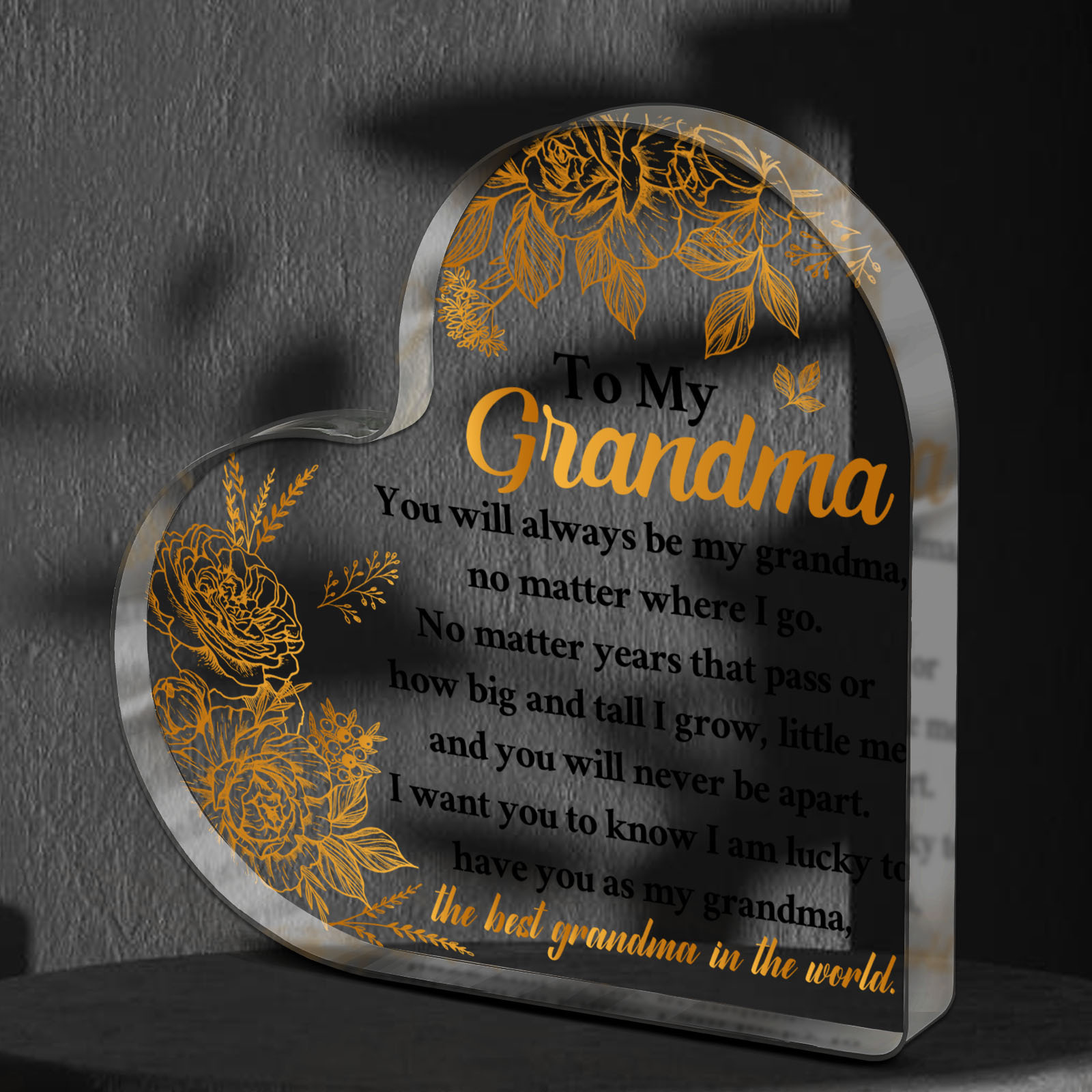 

1pc Heart-shaped Acrylic Plaque With - "to My Grandma" Engraved Message | Ideal Decor | Perfect Gift For Christmas,