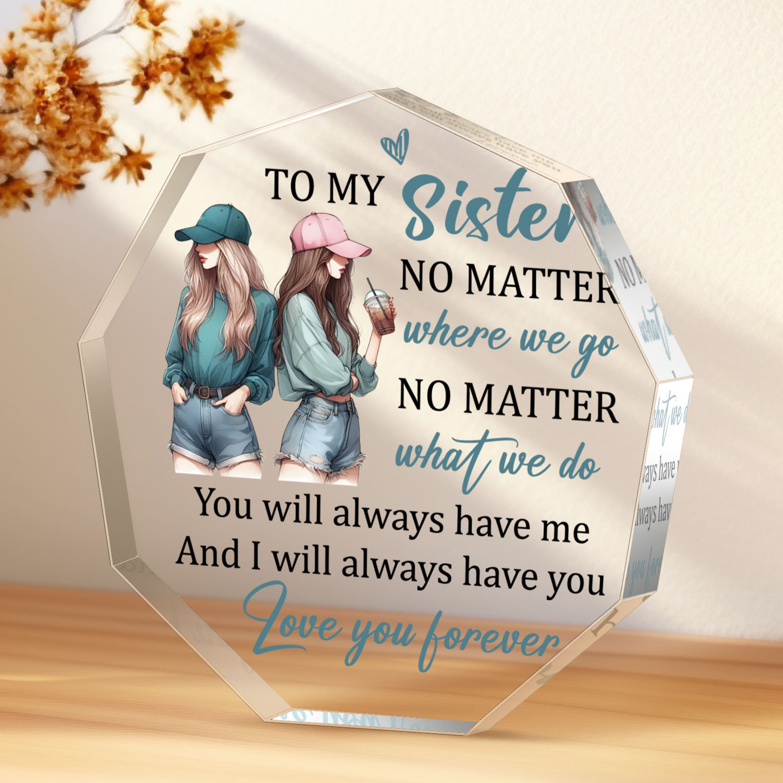 

Acrylic Sister Appreciation Octagon Plaque - Sentimental Sister Keepsake, No Power Home Decor Ornament, Creative Birthday Gift For Sister, True Friendship Commemorative, 14+ Age Group