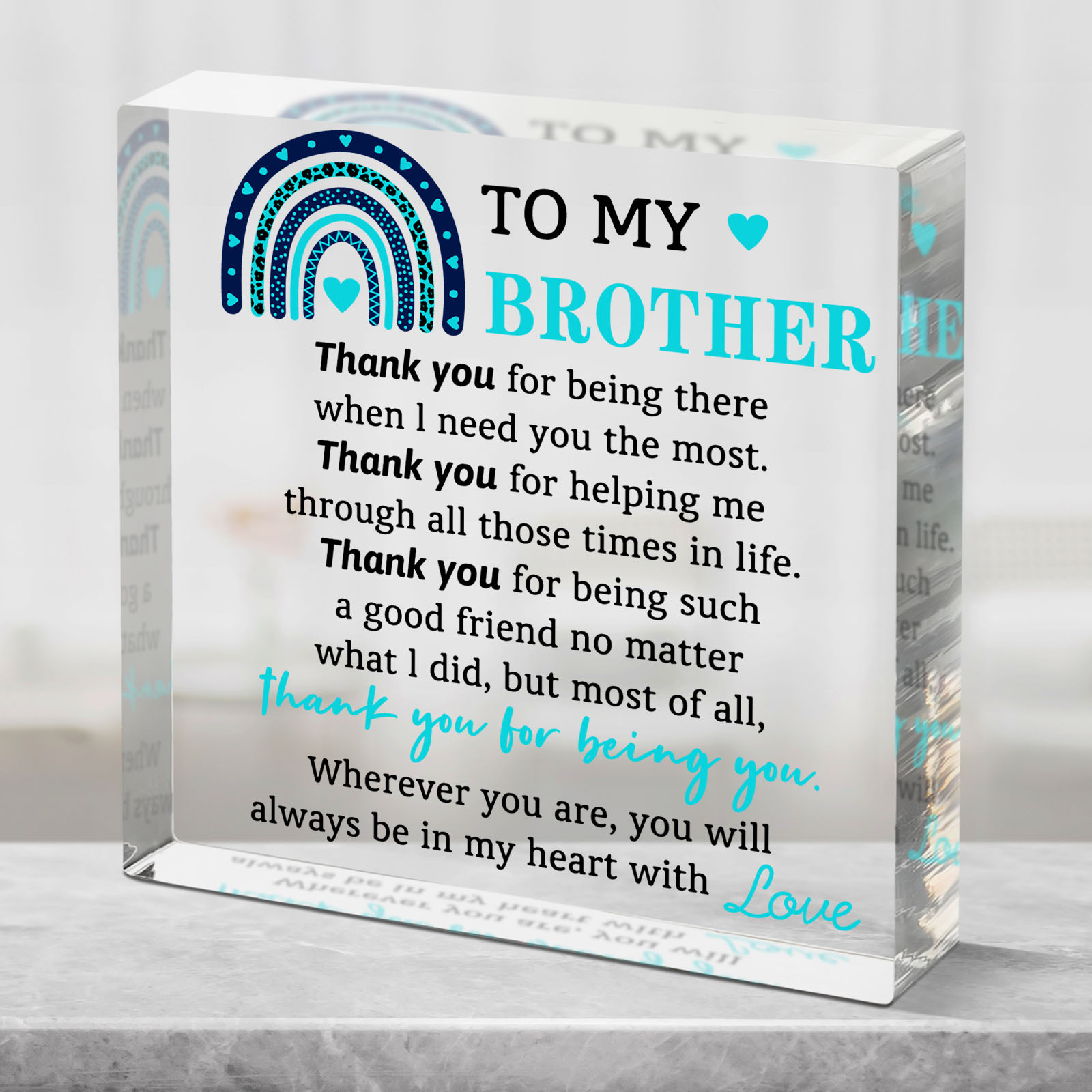 

Acrylic Brother Appreciation Plaque - Square Keepsake For Birthday, Christmas, Thanksgiving, & Universal Occasions - 14+ Inspirational Gift, No Electricity Required, Featherless