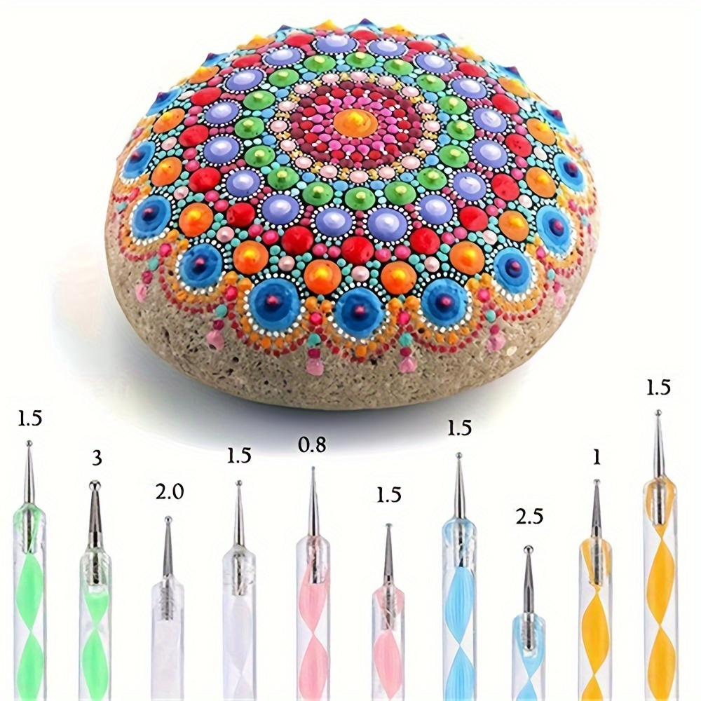 

16-piece Mandala Dotting Tools Set For Rock Painting, , And Ceramic Pottery Craft, Includes Dotting Tools, Acrylic Rods, Stencils & Paint Tray - Durable Plastic, Manual Operation