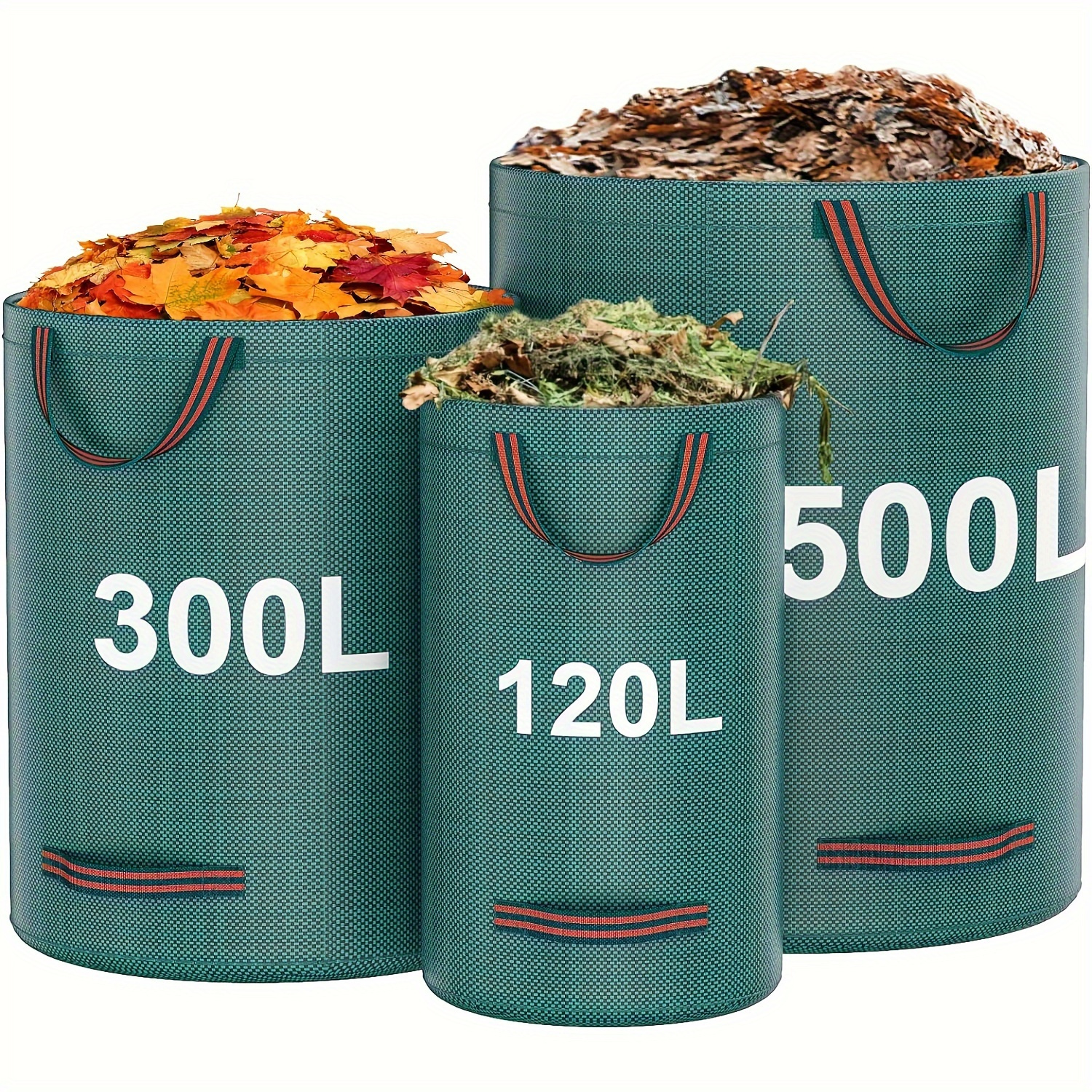 

Heavy Duty Pp Garden Waste Bag Set - Reusable Yard Waste Bags With Industrial Fabric And Handles For Plant, Grass And Leaf Collection - 3 Sizes: 500l, 300l, 120l, Packaging