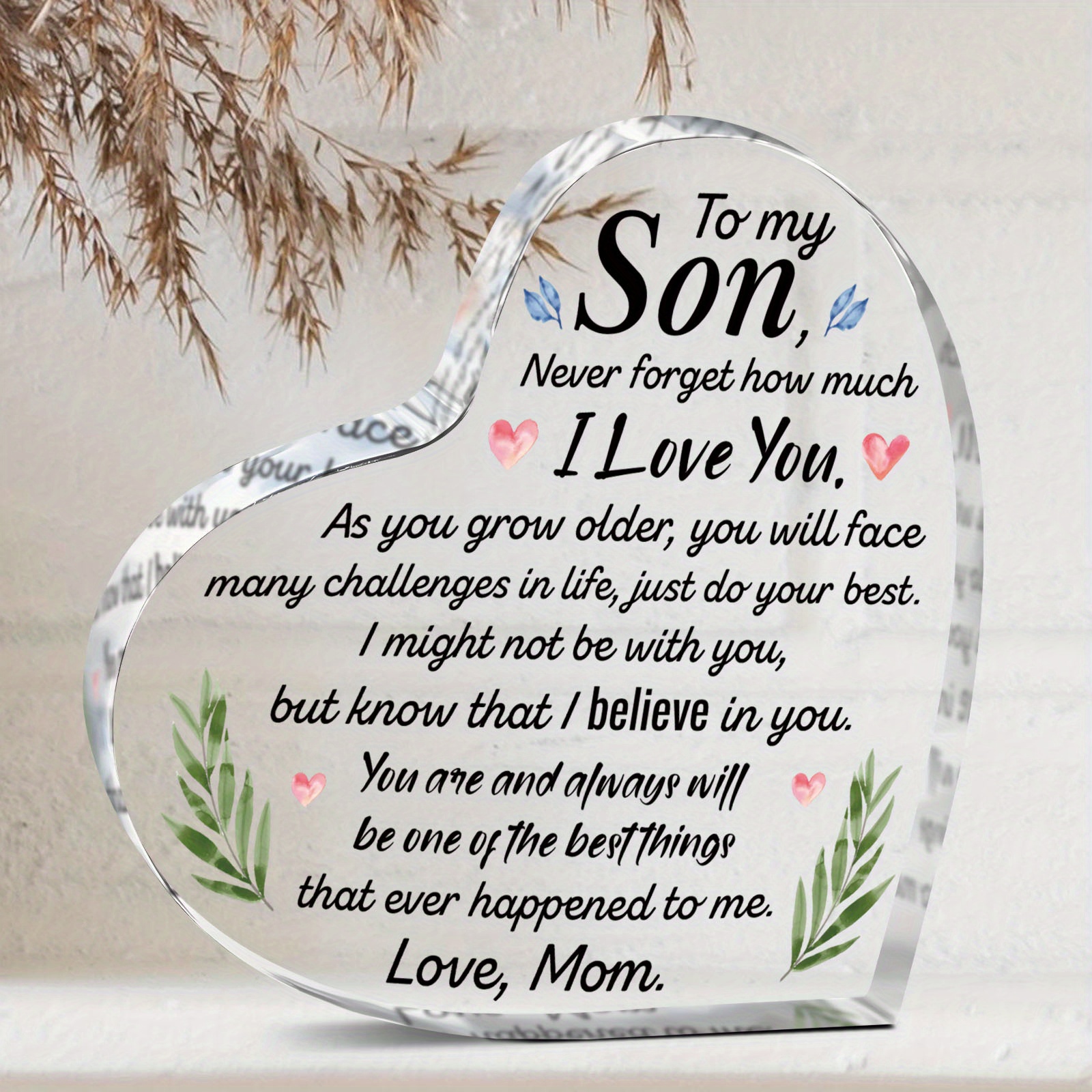 

Transparent Acrylic Heart-shaped Gift For Son: Perfect For Christmas, Thanksgiving, Mother's Day, Father's Day, And More