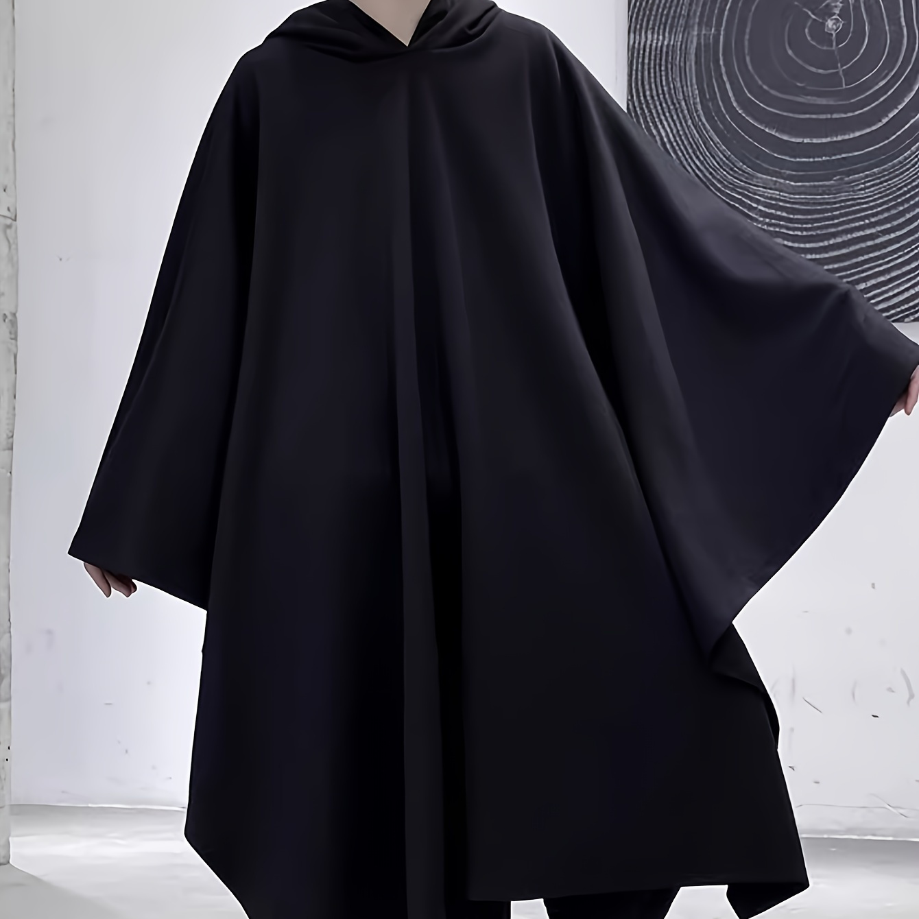 

Novel Design Men's Solid Color Hooded Long Cape, Suitable For Casual And Party Wear