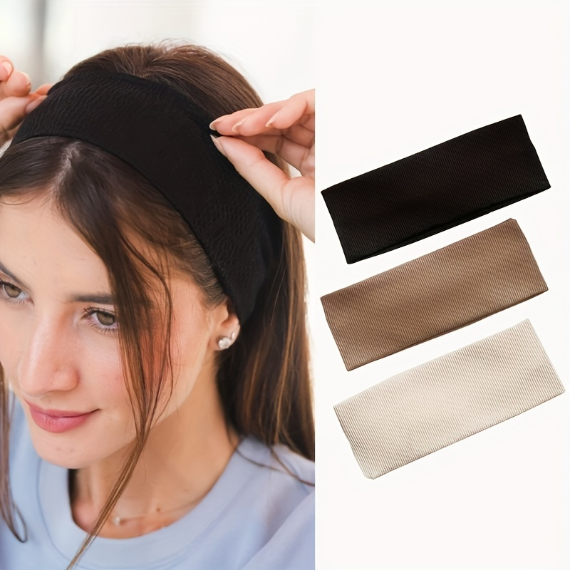3pcs fashionable headbands soft stretchy solid color non slip hair hoops   sports everyday use