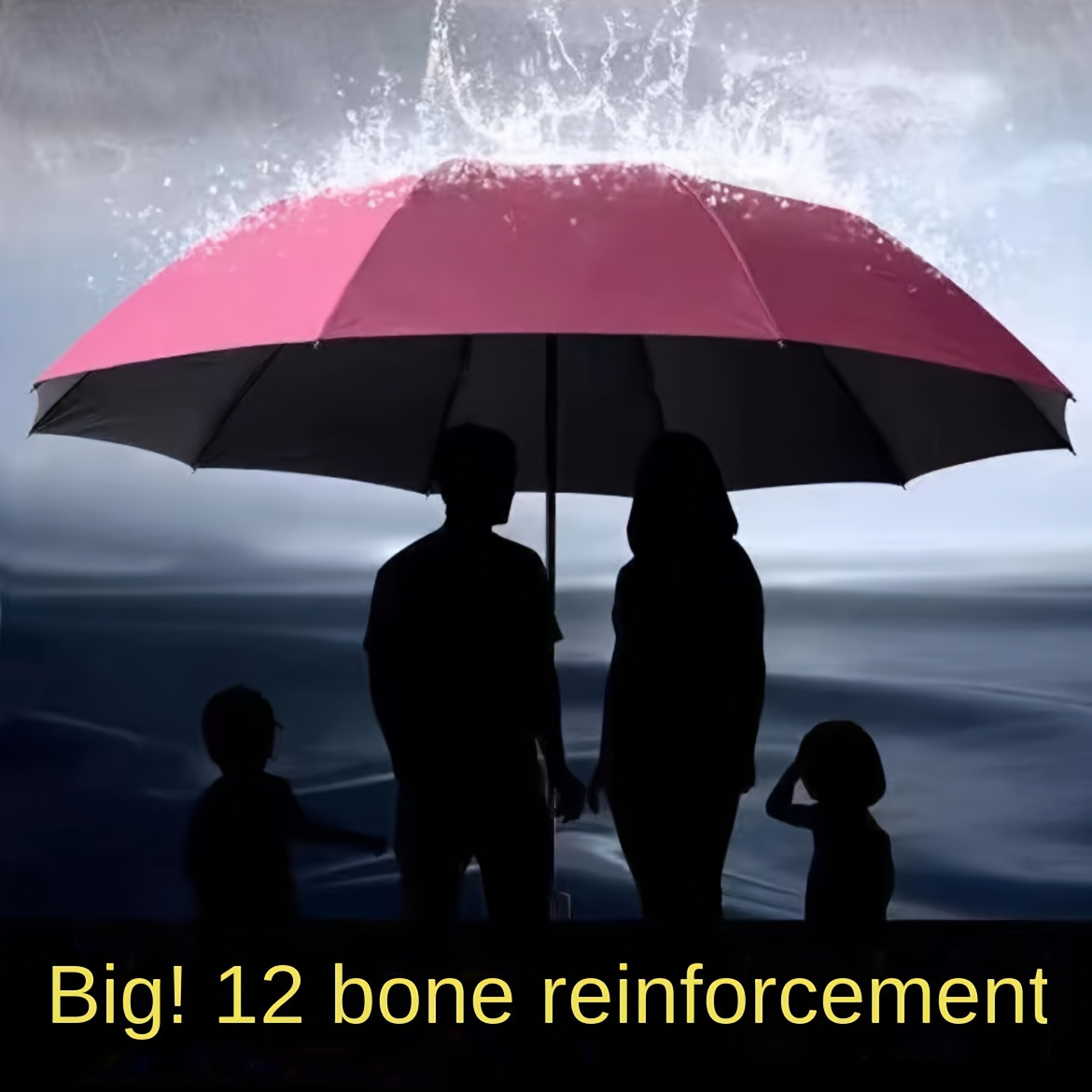 

Extra Large 12-rib Windproof Waterproof Folding Umbrella, Pongee Material, Fashion Minimalist Business Style, Foldable, Manual Opening, Suitable For Men, Women, And Students For Rainy And Sunny Days