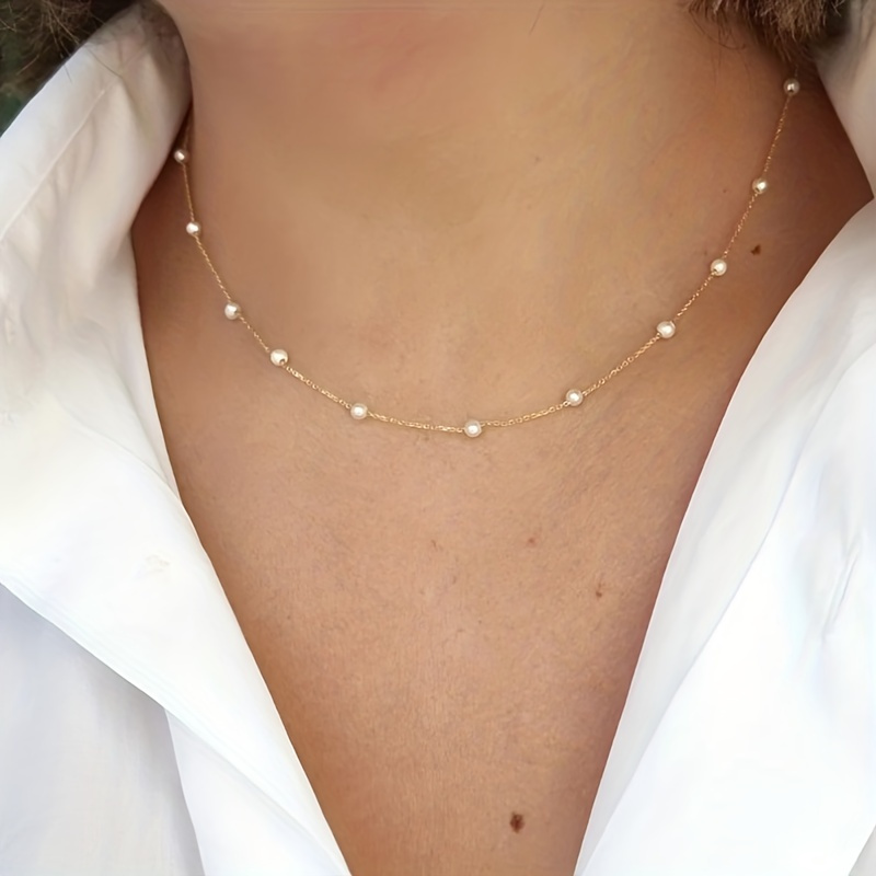 boho   pearl choker necklace for women   alloy with plastic mosaic no plating fashionable simple beach style necklace for daily and party wear mardi gras day accessory  