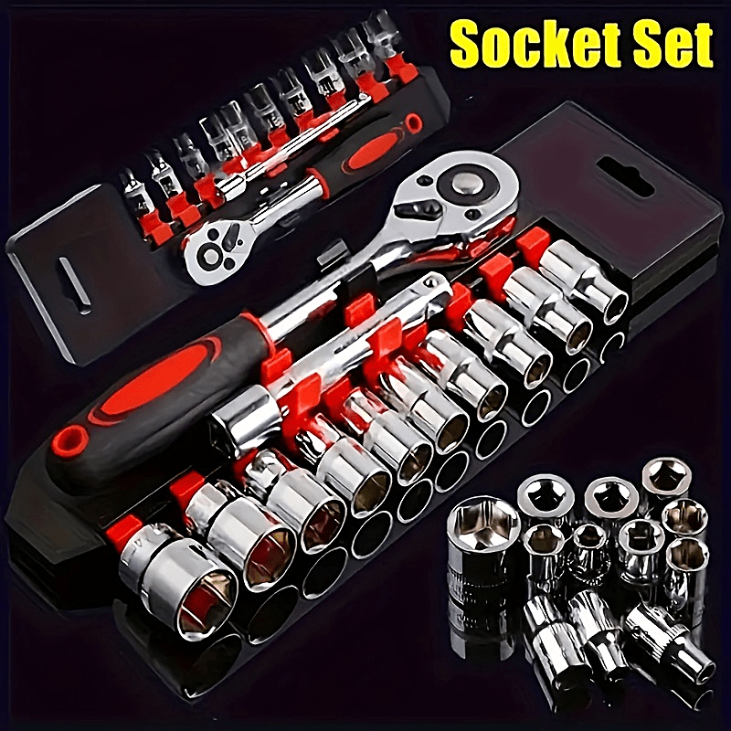 TEMU 12pcs Ratchet Socket Wrench Set - Comes With 10 Socket Drive Sets 4-13mm, 1/4