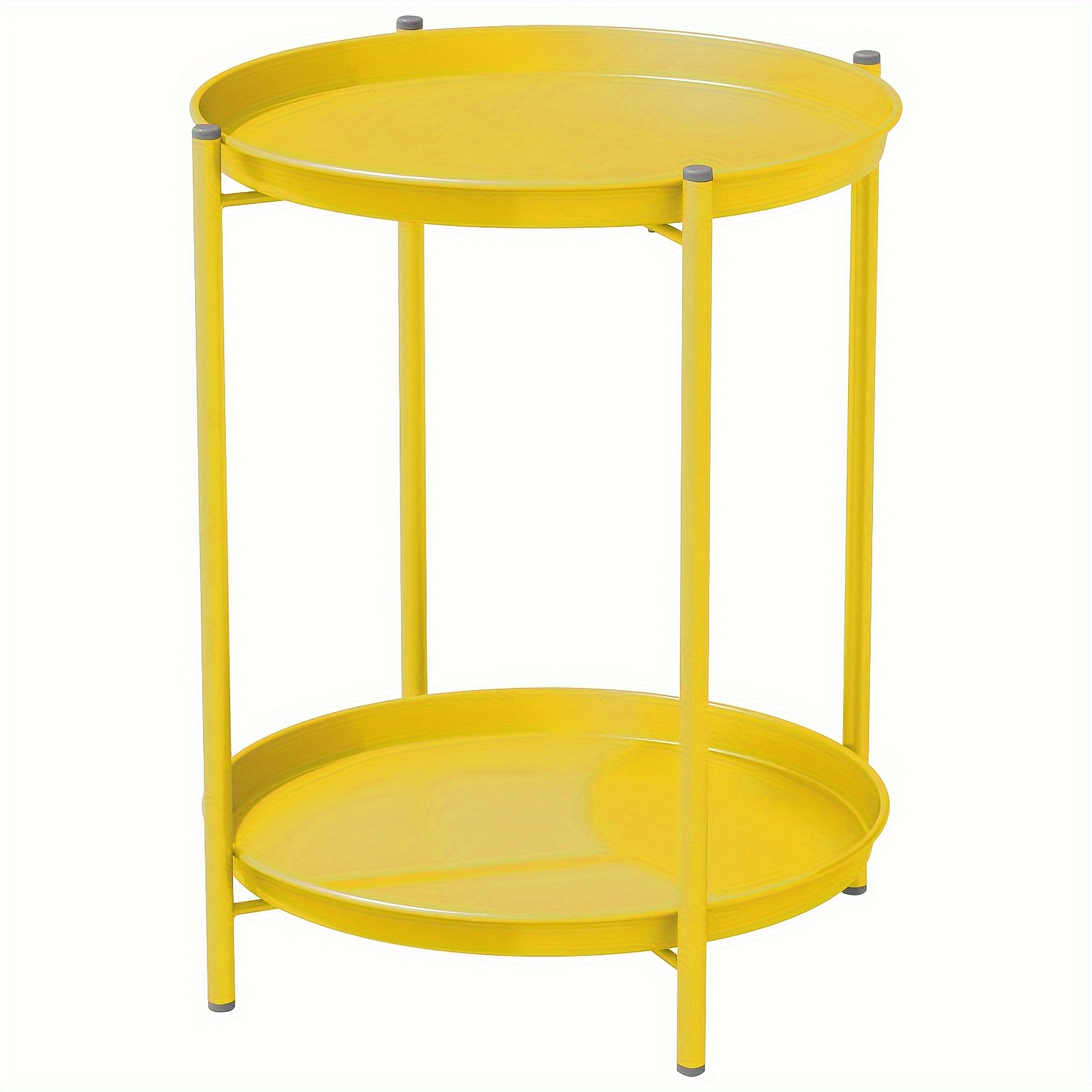 

Outdoor Side Table 2-tier Round End Table Yellow