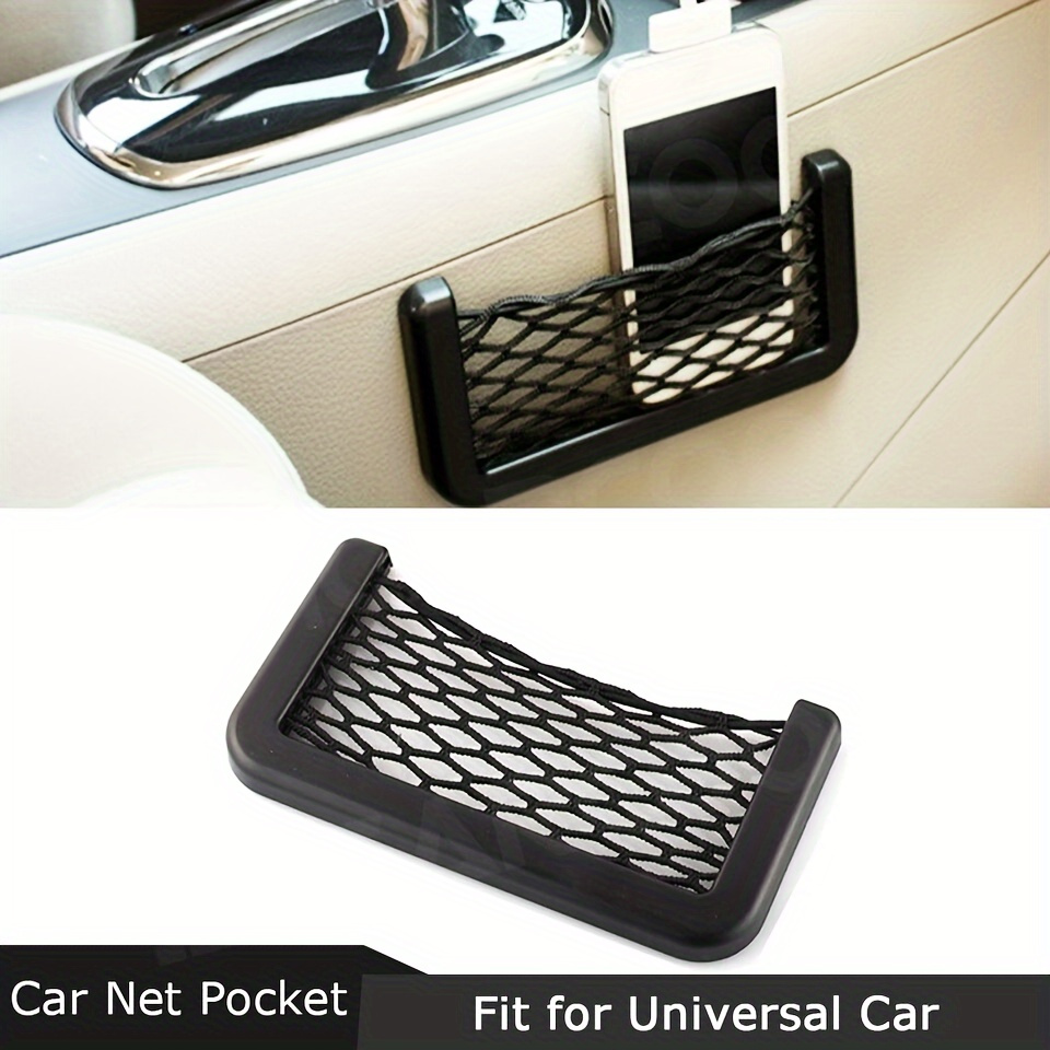 TEMU 4pc, Universal Mesh Bag 20x8cm, Car Interior, , Elastic Storage Net, Storage Net For Miscellaneous Items, Storage Net, Mobile Phone Holder Organizer